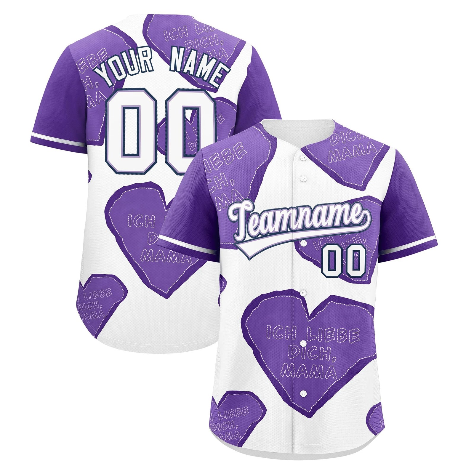 Custom White Light Purple Mother's Day Style Graffiti Pattern Stretch Fabric Baseball Jersey| KXKSHOP