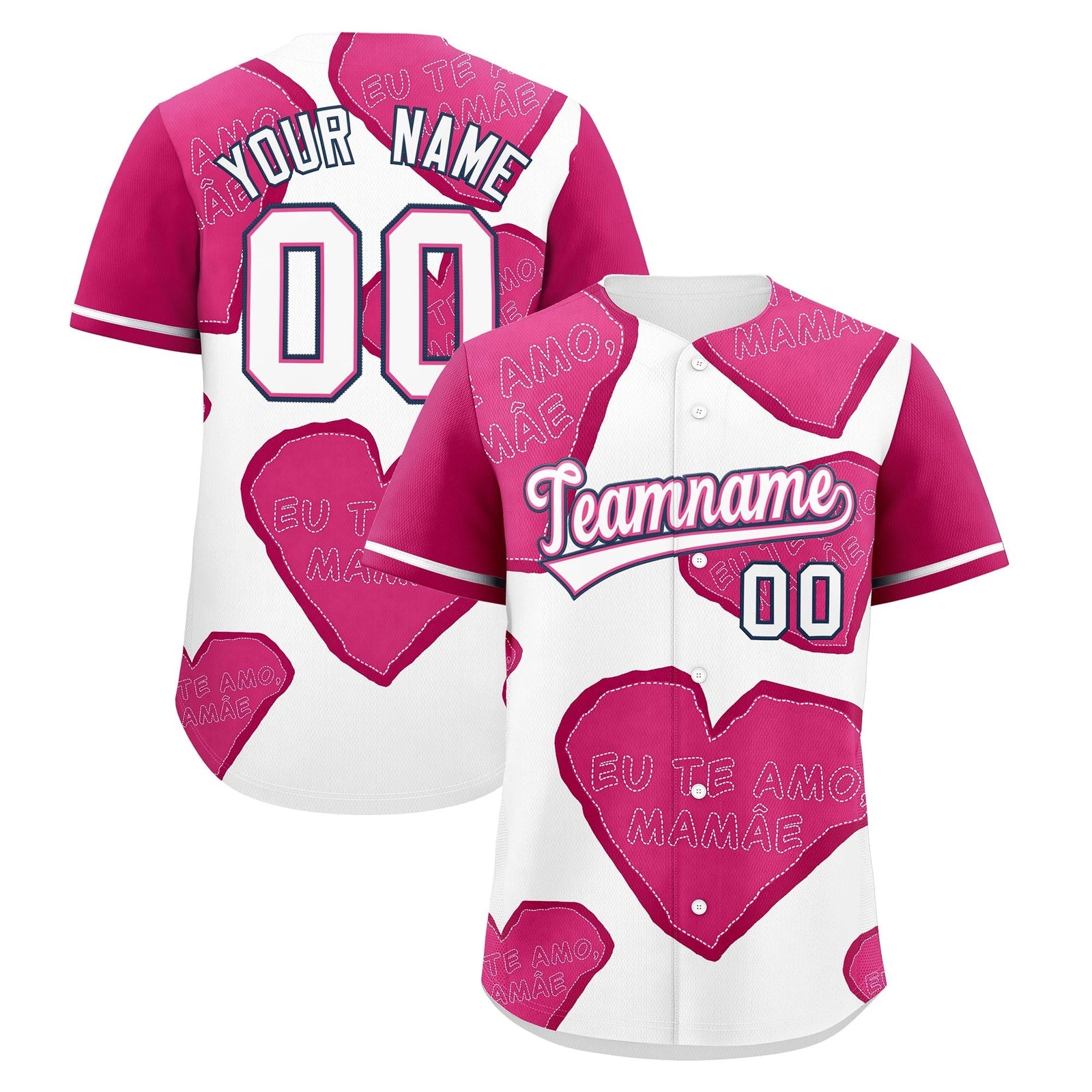Custom White Pink Mother's Day Style Graffiti Pattern Quick Dry Baseball Jersey| KXKSHOP
