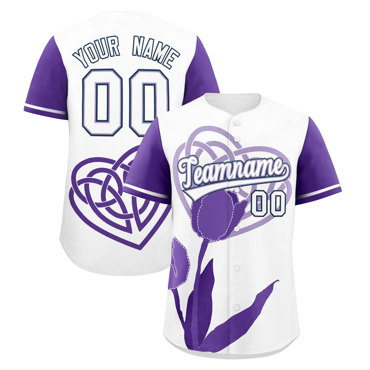 Custom White Light Purple Mother's Day Style Graffiti Pattern Quick Dry Baseball Jersey| KXKSHOP