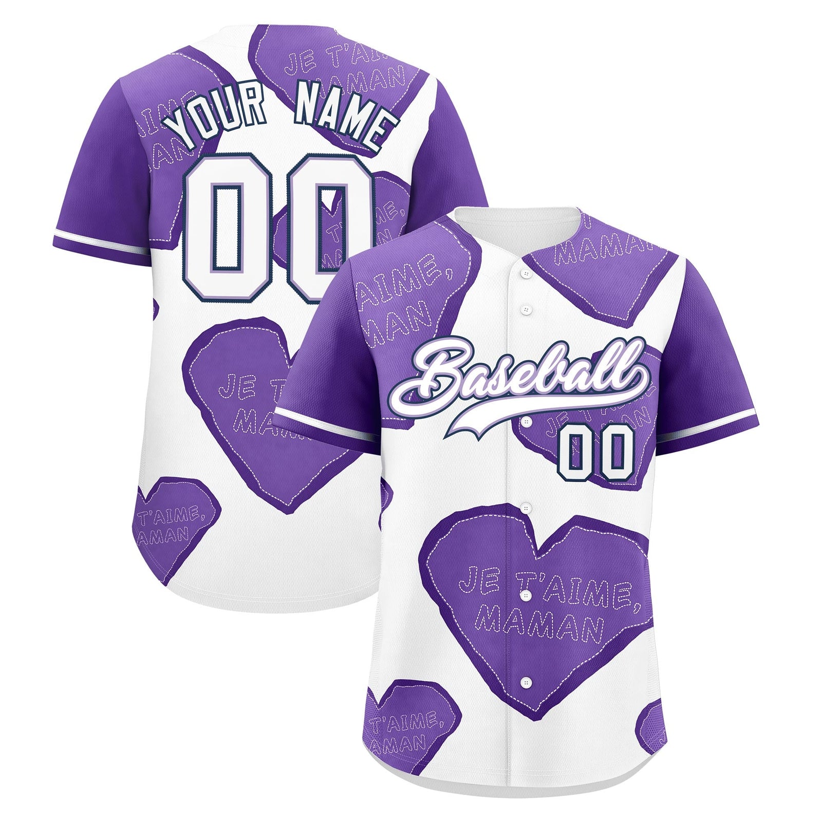 Custom White Light Purple Mother's Day Style Graffiti Pattern Moisture-Wicking Baseball Jersey| KXKSHOP