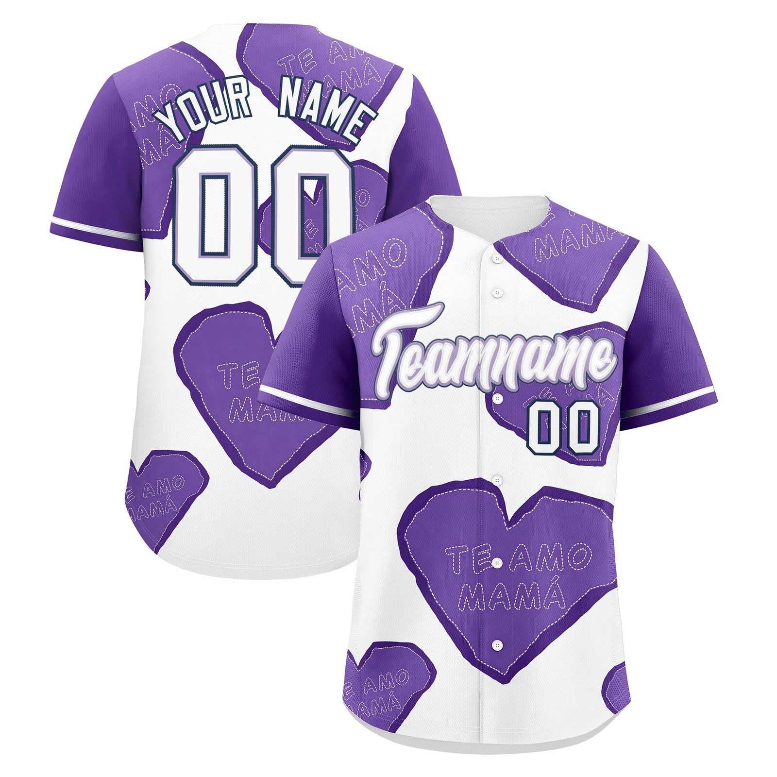 Custom White Light Purple Mother's Day Style Graffiti Pattern Quick Dry Baseball Jersey| KXKSHOP