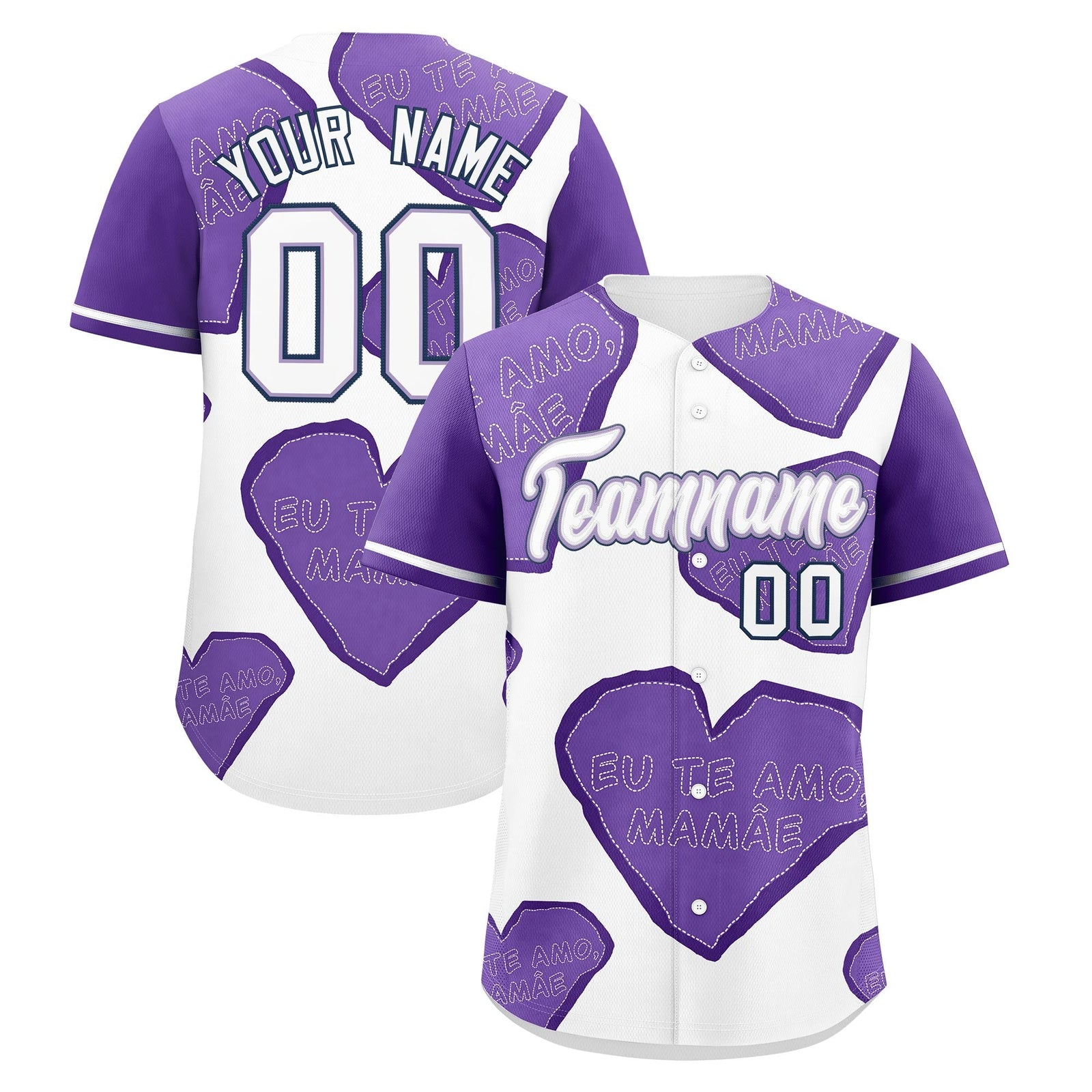 Custom White Light Purple Mother's Day Style Graffiti Pattern Quick Dry Baseball Jersey| KXKSHOP
