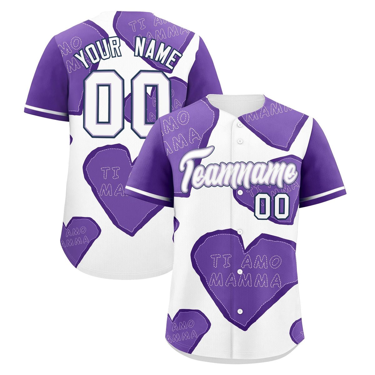 Custom White Light Purple Mother's Day Style Graffiti Pattern Moisture-Wicking Baseball Jersey| KXKSHOP
