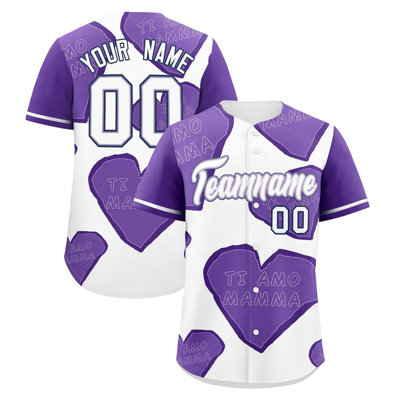 Custom White Light Purple Mother's Day Style Graffiti Pattern Moisture-Wicking Baseball Jersey| KXKSHOP