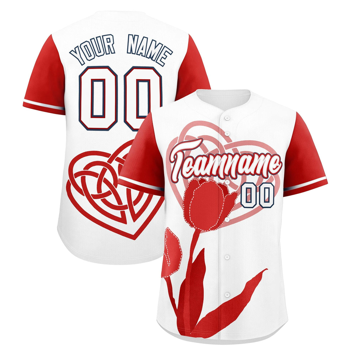 Custom White Red Mother's Day Style Graffiti Pattern Stretch Fabric Baseball Jersey| KXKSHOP