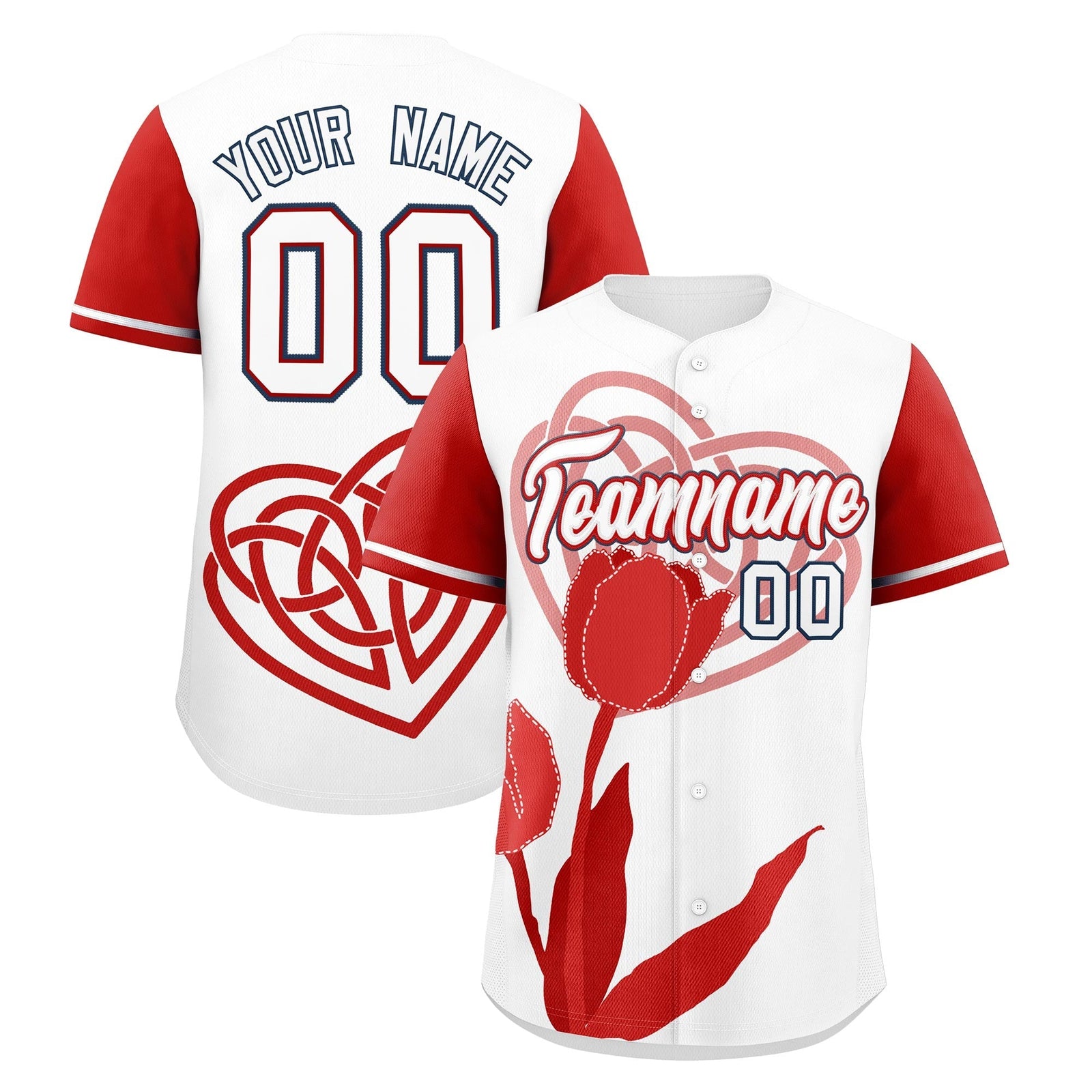 Custom White Red Mother's Day Style Graffiti Pattern Stretch Fabric Baseball Jersey| KXKSHOP