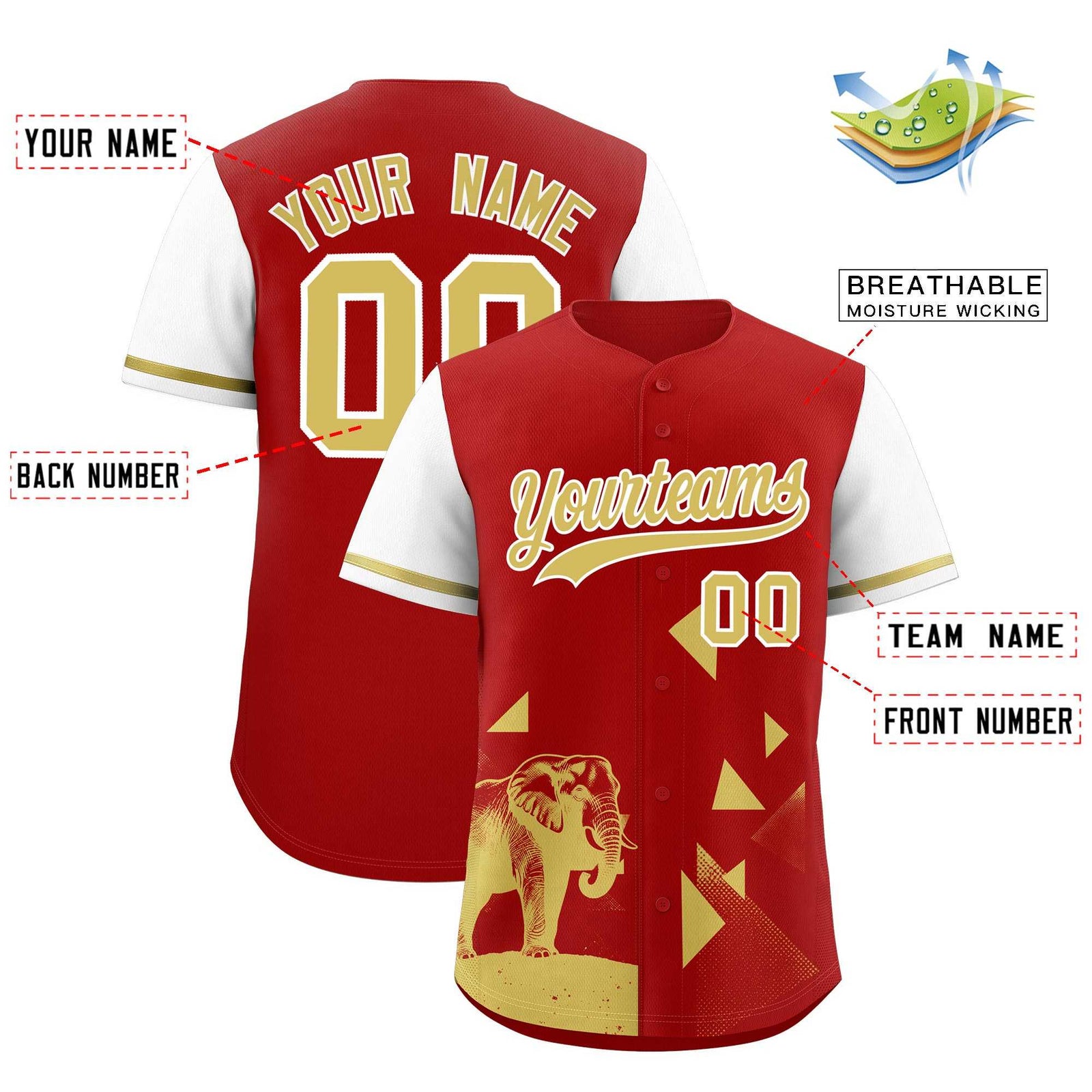 Custom Red White Raptor Series Raglan Sleeves Street Style Baseball Jersey