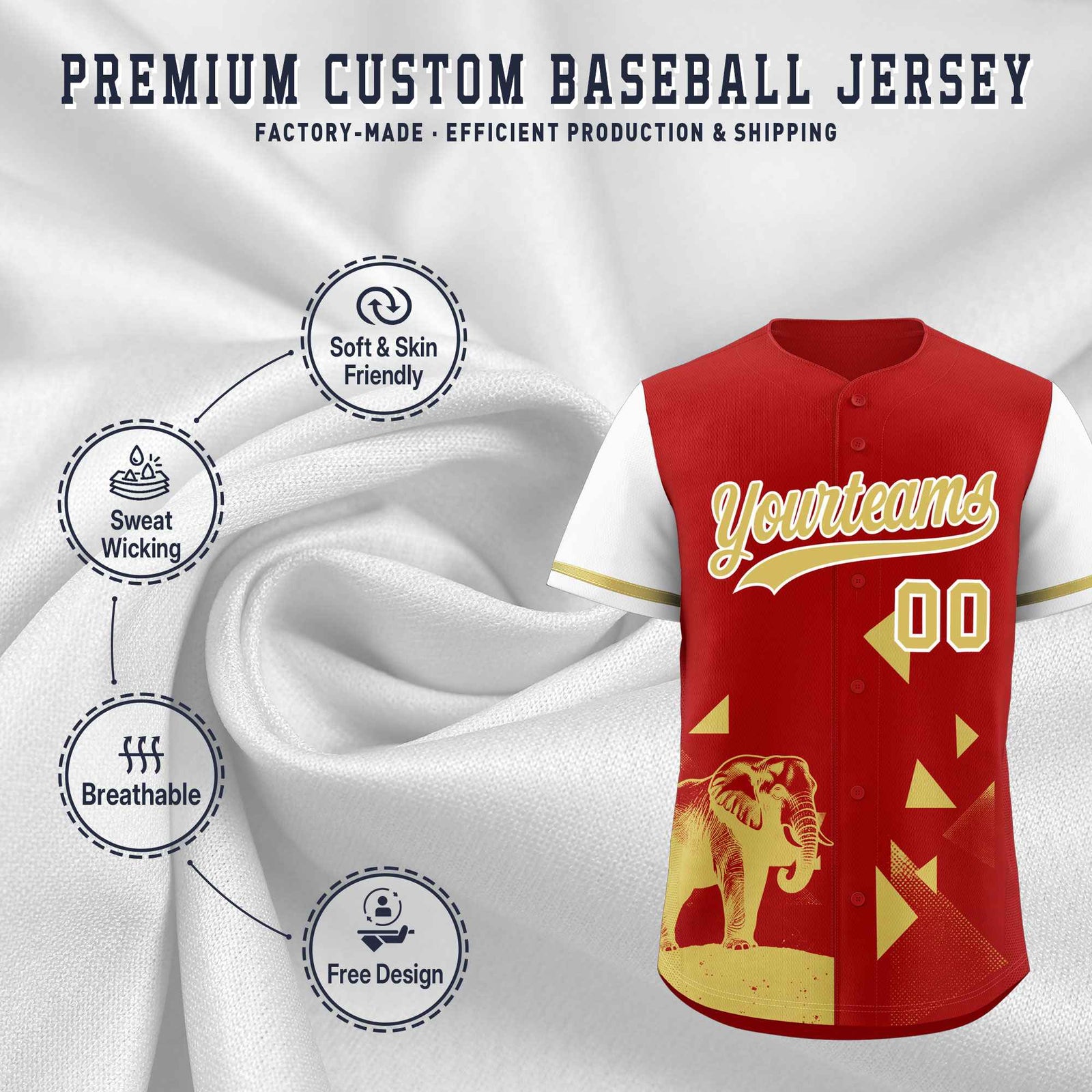Custom Red White Raptor Series Raglan Sleeves Street Style Baseball Jersey