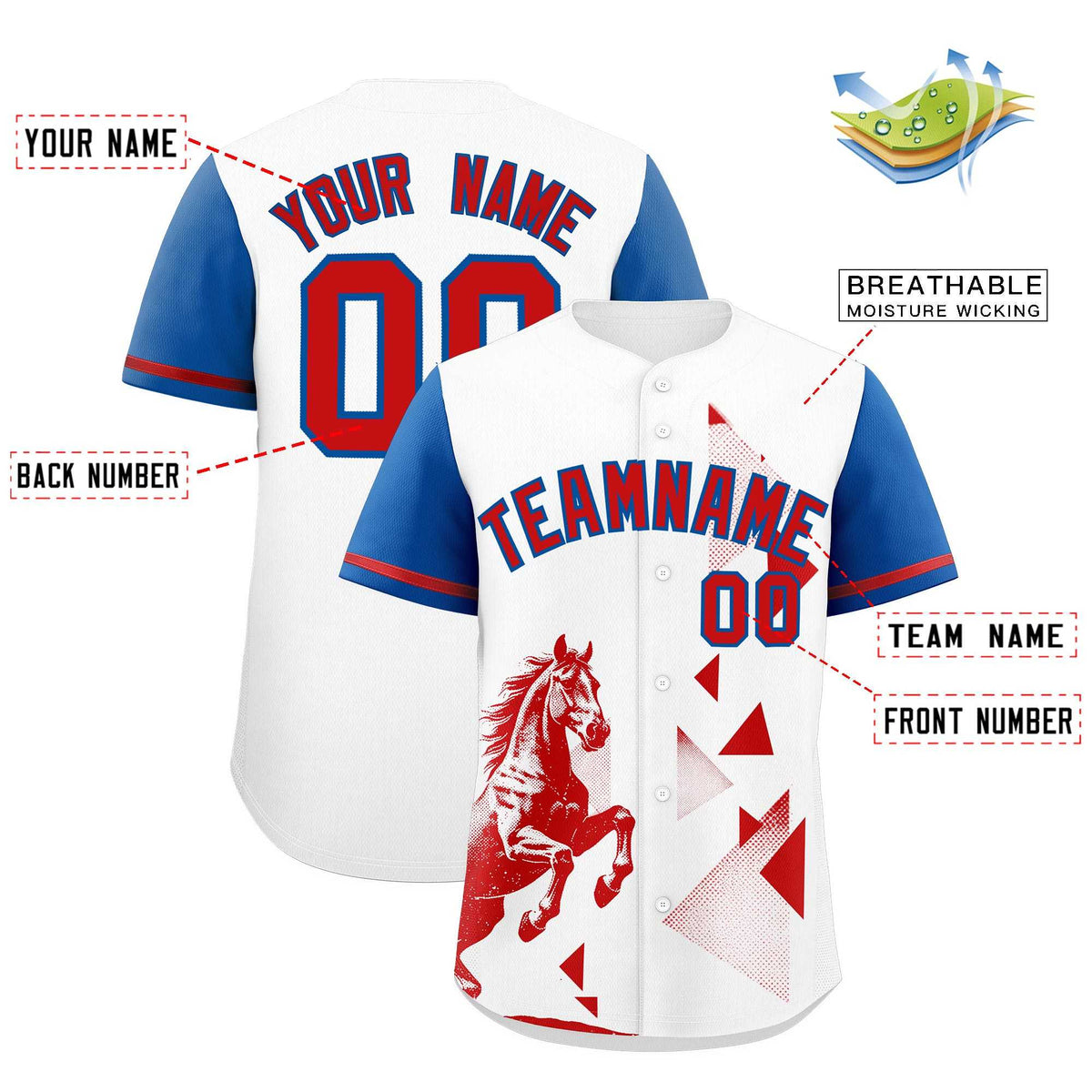 Custom Royal White Raptor Series Raglan Sleeves Lightweight Baseball Jersey