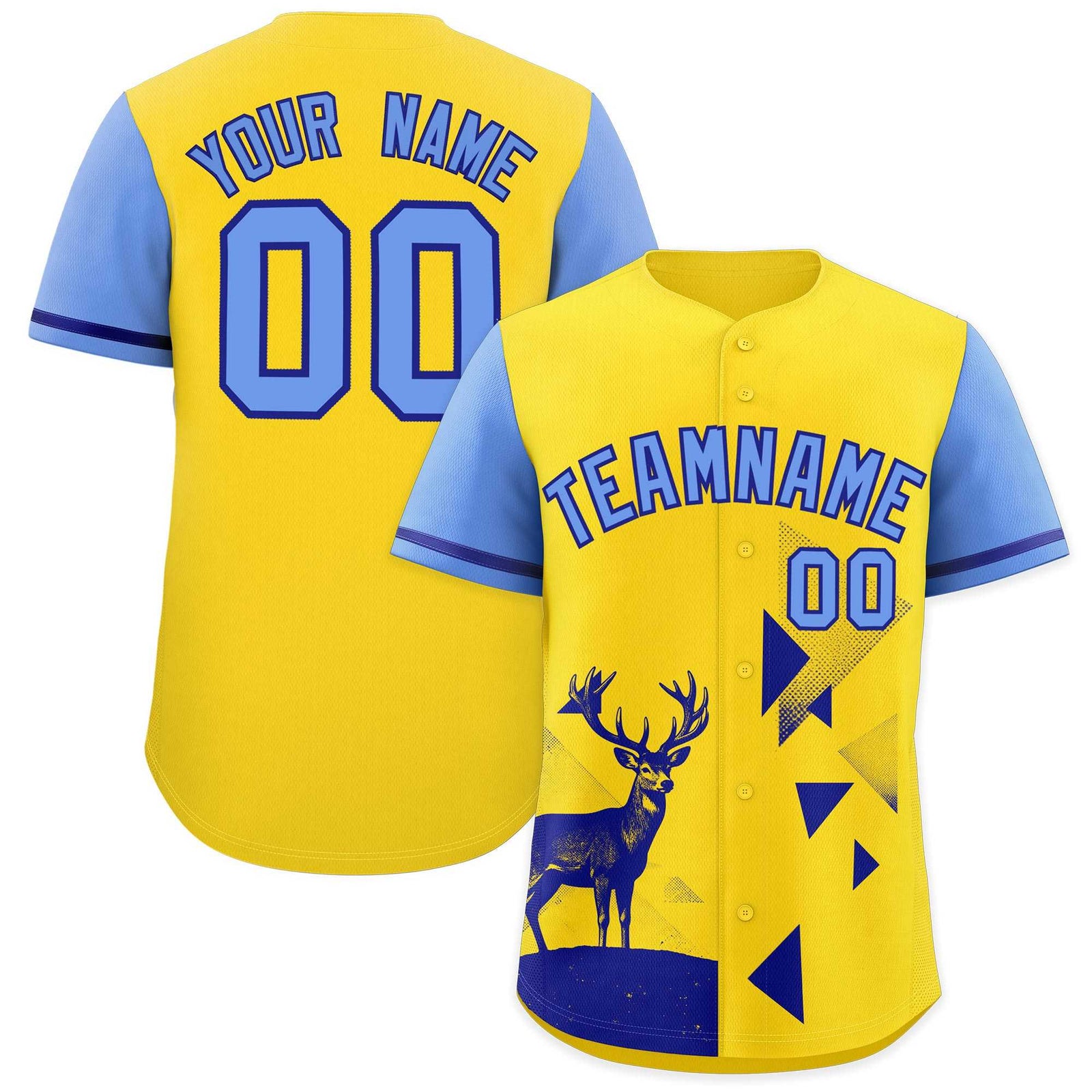 Custom Light Blue Gold Raptor Series Raglan Sleeves Lightweight Baseball Jersey