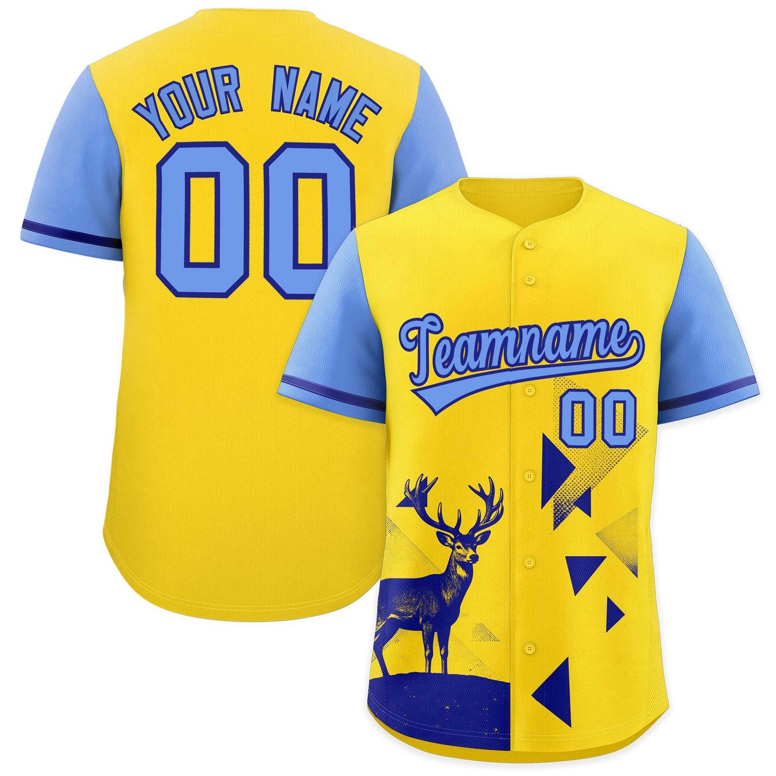 Custom Light Blue Gold Raptor Series Raglan Sleeves Lightweight Baseball Jersey |KXKSHOP