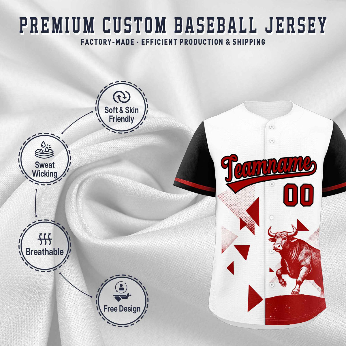 Custom Black White Raptor Series Raglan Sleeves Wrinkle-Resistant Baseball Jersey |KXKSHOP