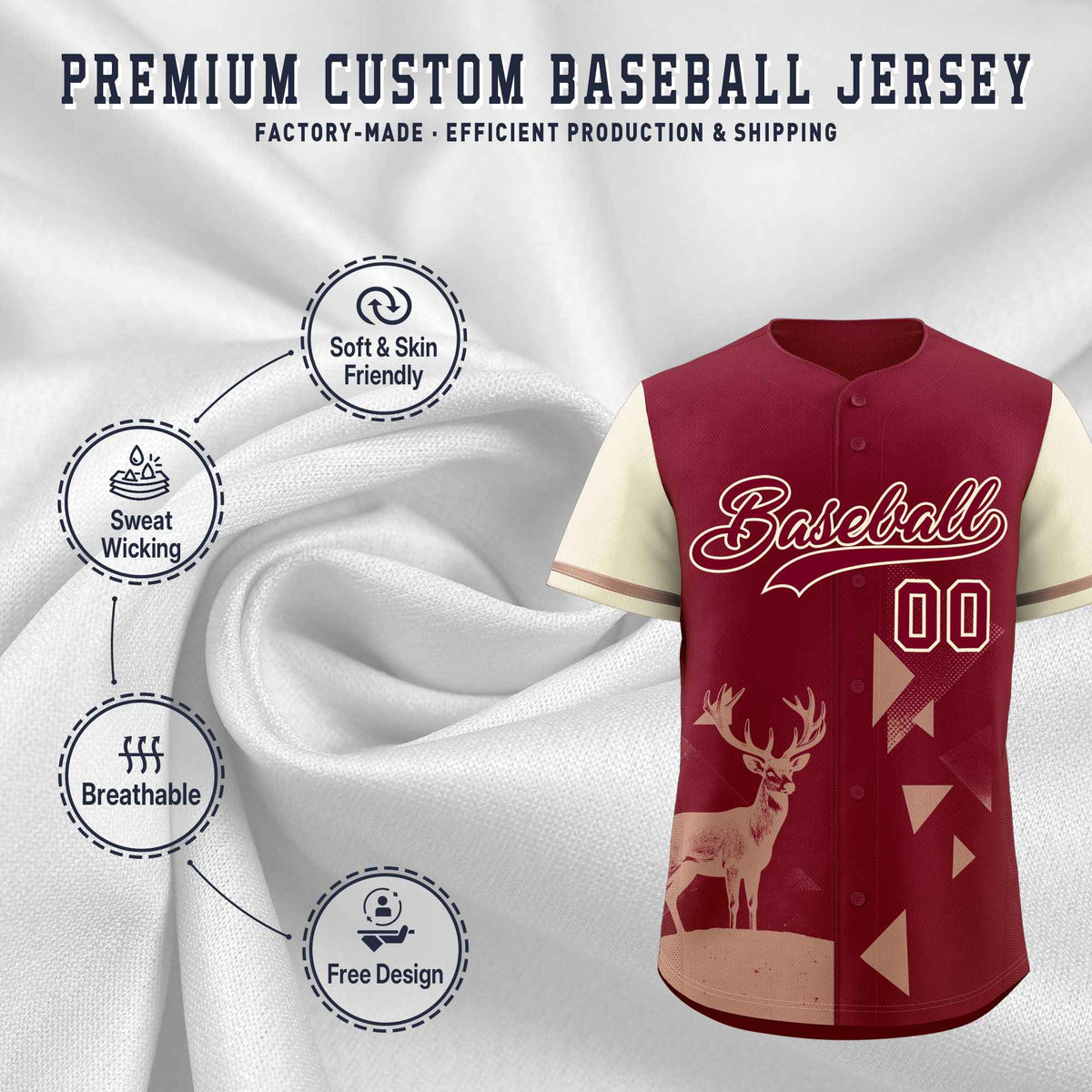 Custom Cream Crimson Raptor Series Raglan Sleeves Urban Style Baseball Jersey