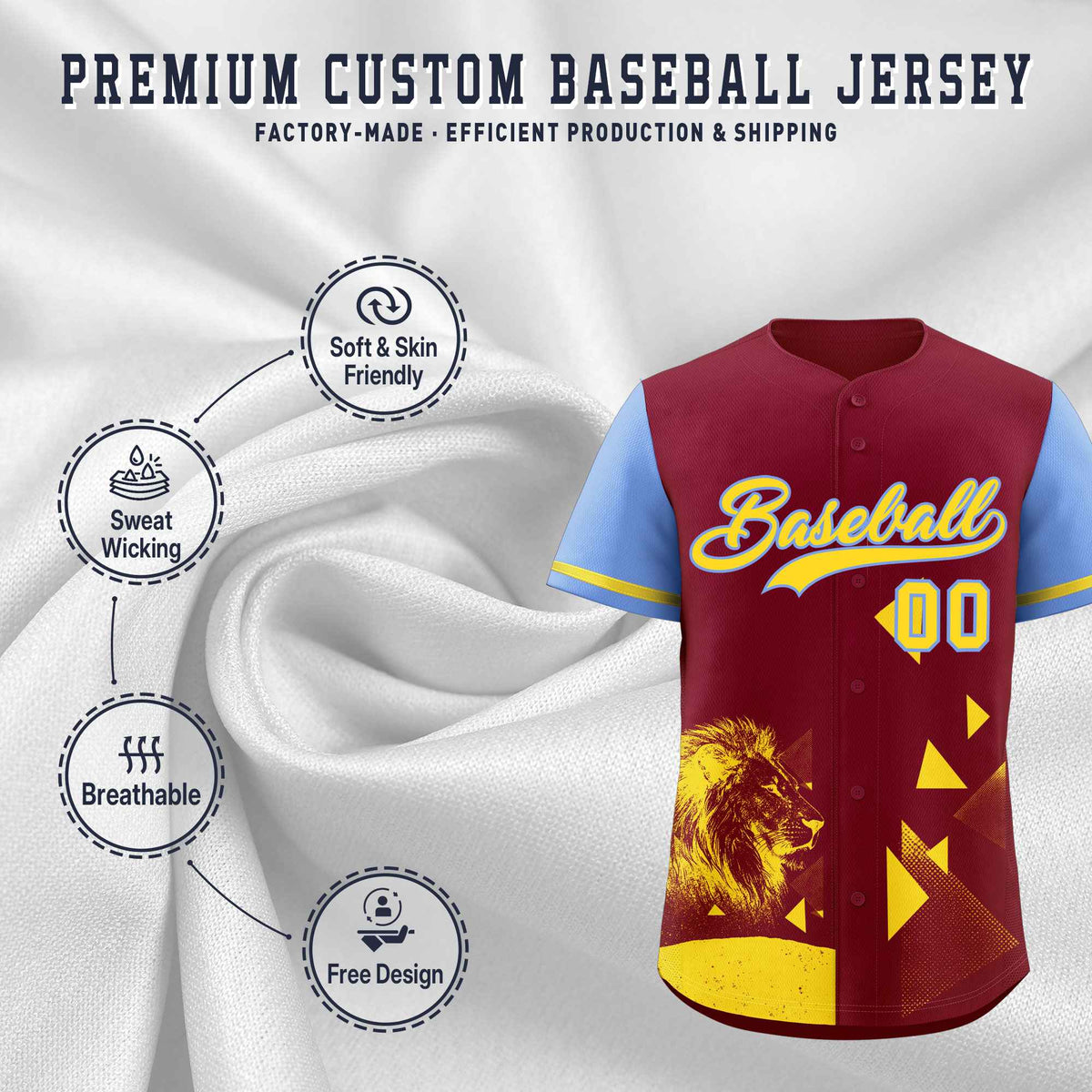 Custom Light Blue Crimson Raptor Series Raglan Sleeves Breathable Baseball Jersey