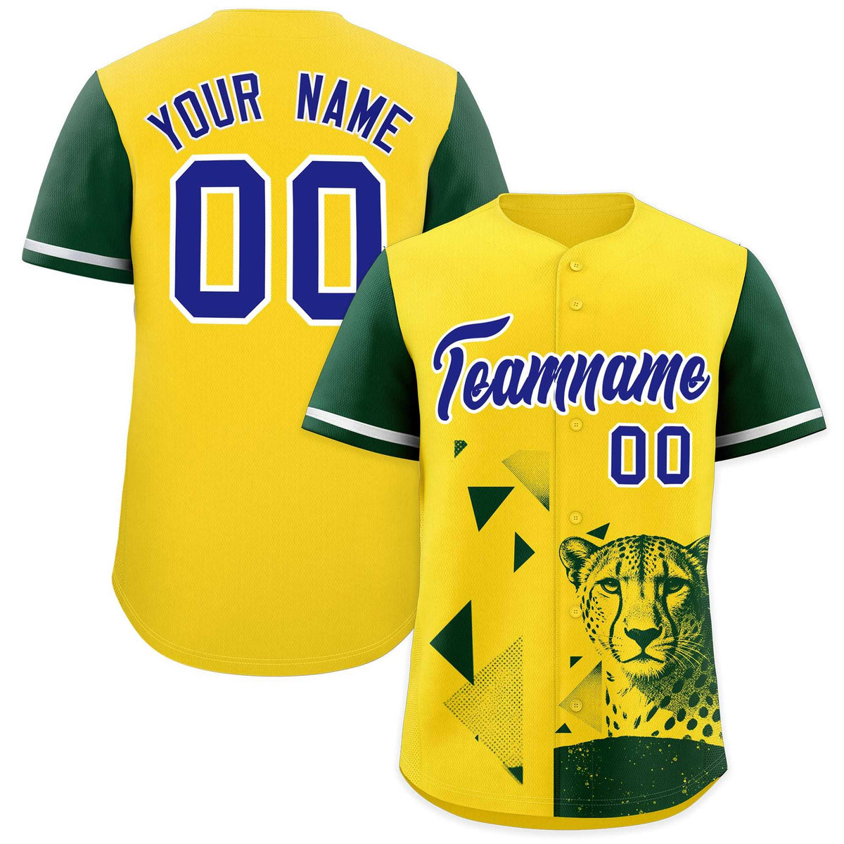 Custom Dark Green Yellow Raptor Series Raglan Sleeves Hip Hop Baseball Jersey