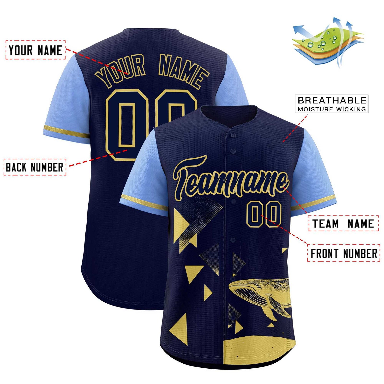 Custom Light Blue Navy Raptor Series Raglan Sleeves Casual Sports Baseball Jersey