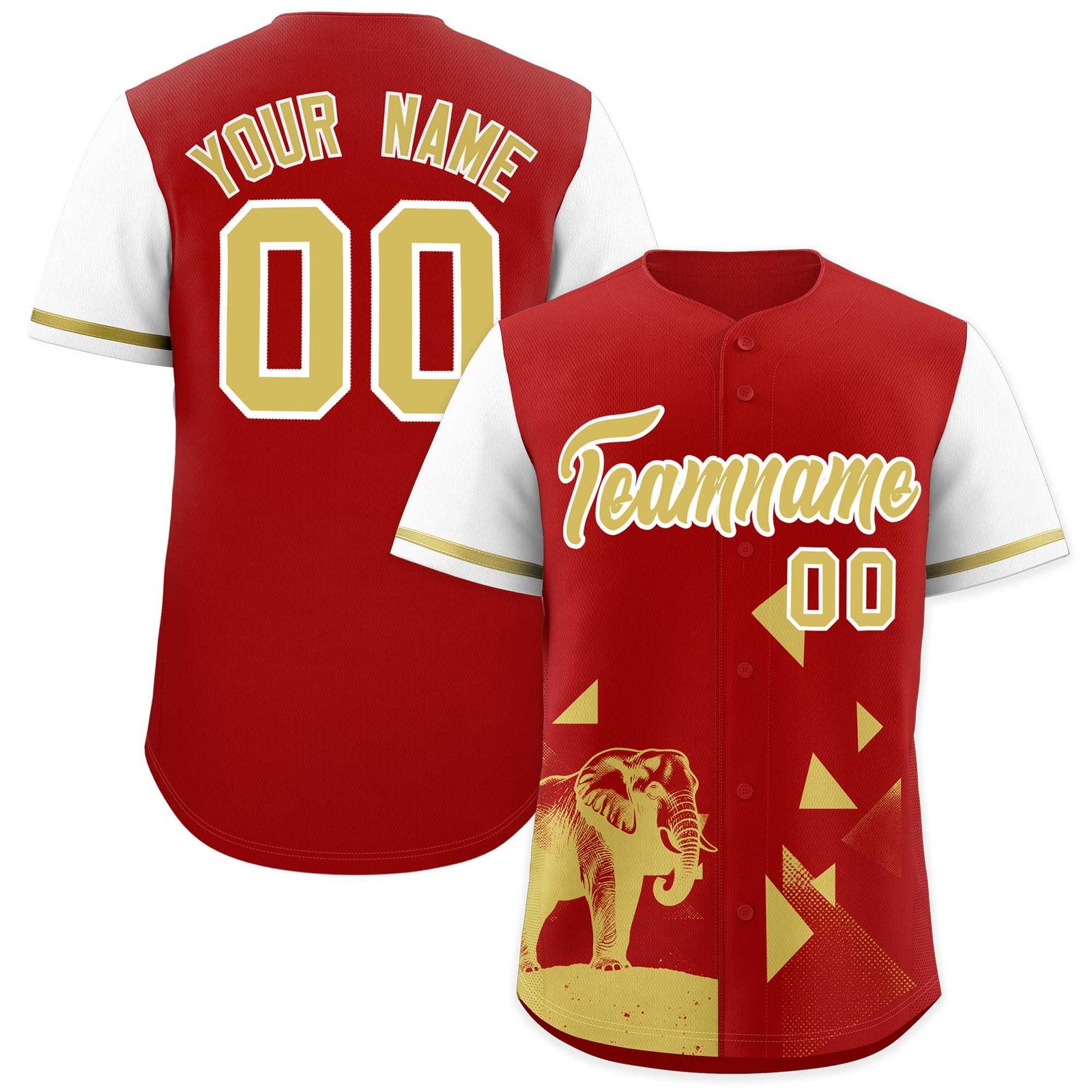 Custom Red White Raptor Series Raglan Sleeves Street Style Baseball Jersey