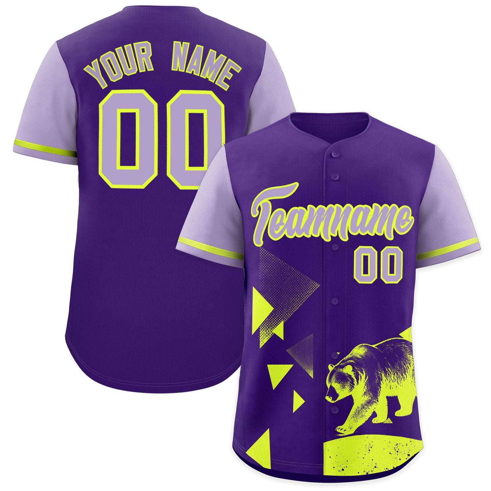 Custom Light Purple Purple Raptor Series Raglan Sleeves Wrinkle-Resistant Baseball Jersey