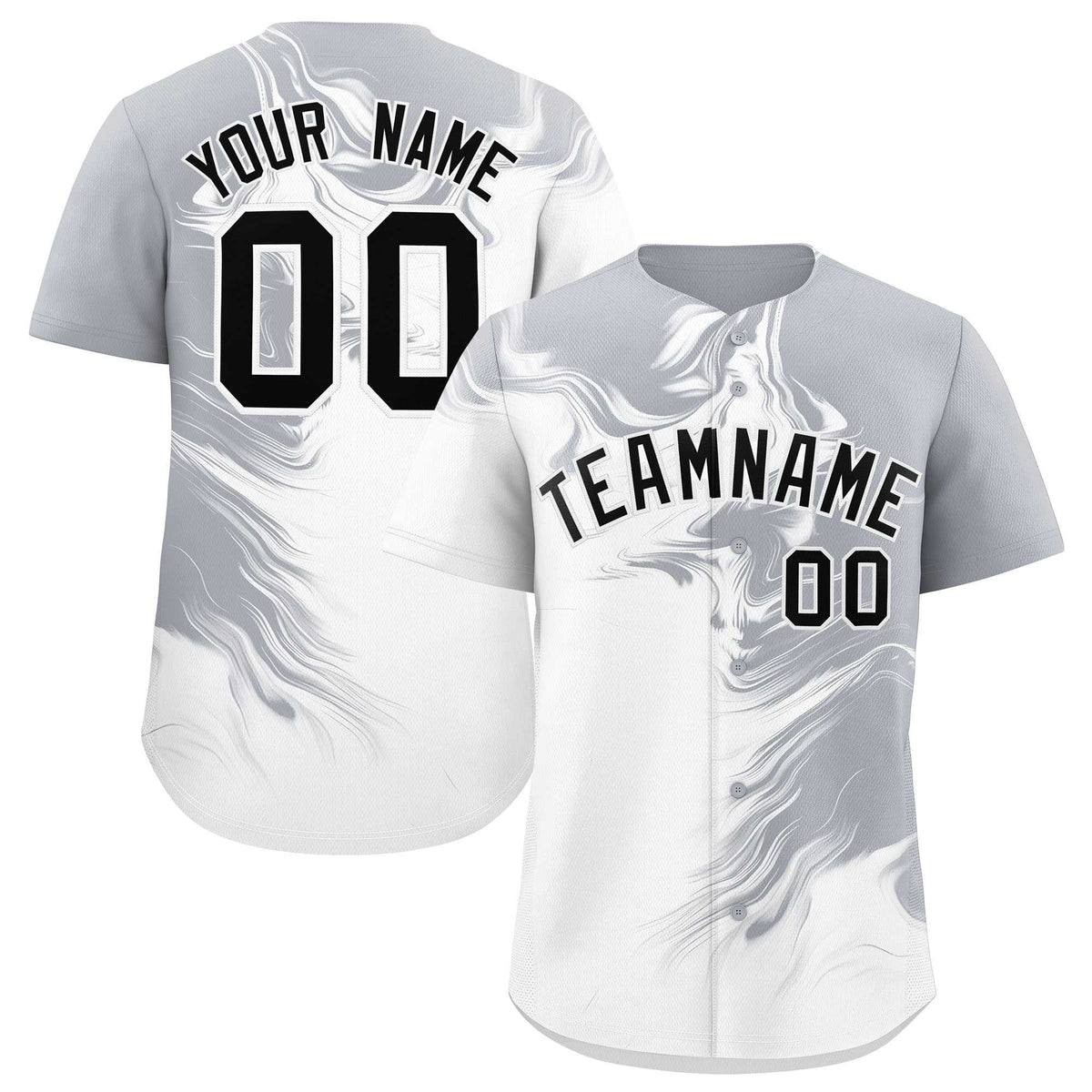Custom Gray White Personalized Ink Pattern Authentic Baseball Jersey