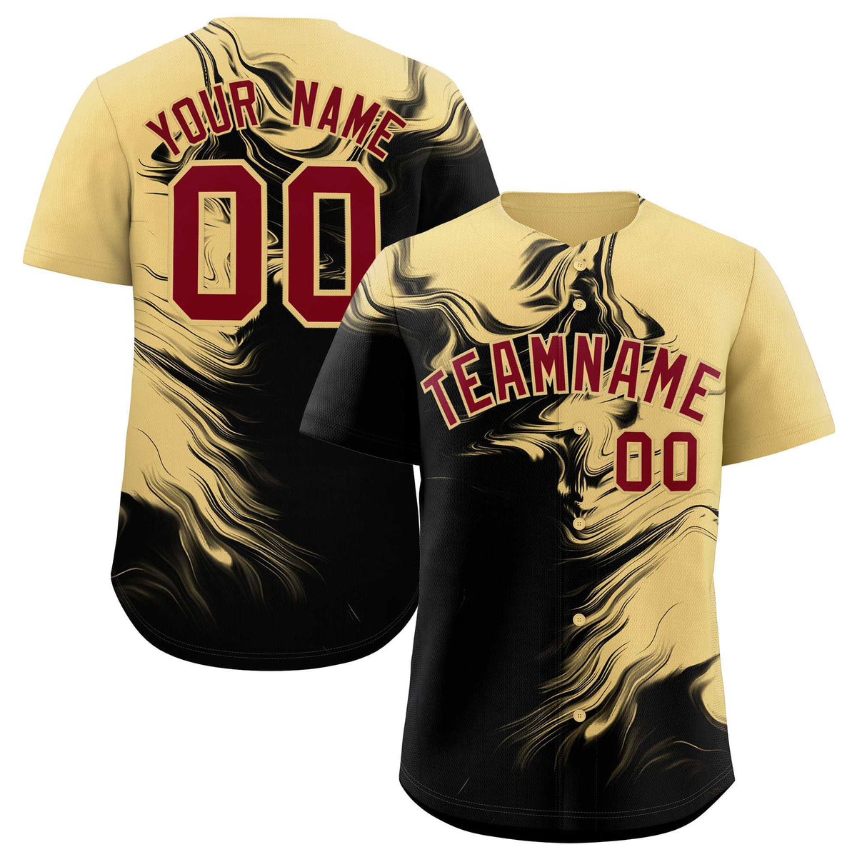 Custom Khaki Black Personalized Ink Pattern Authentic Baseball Jersey