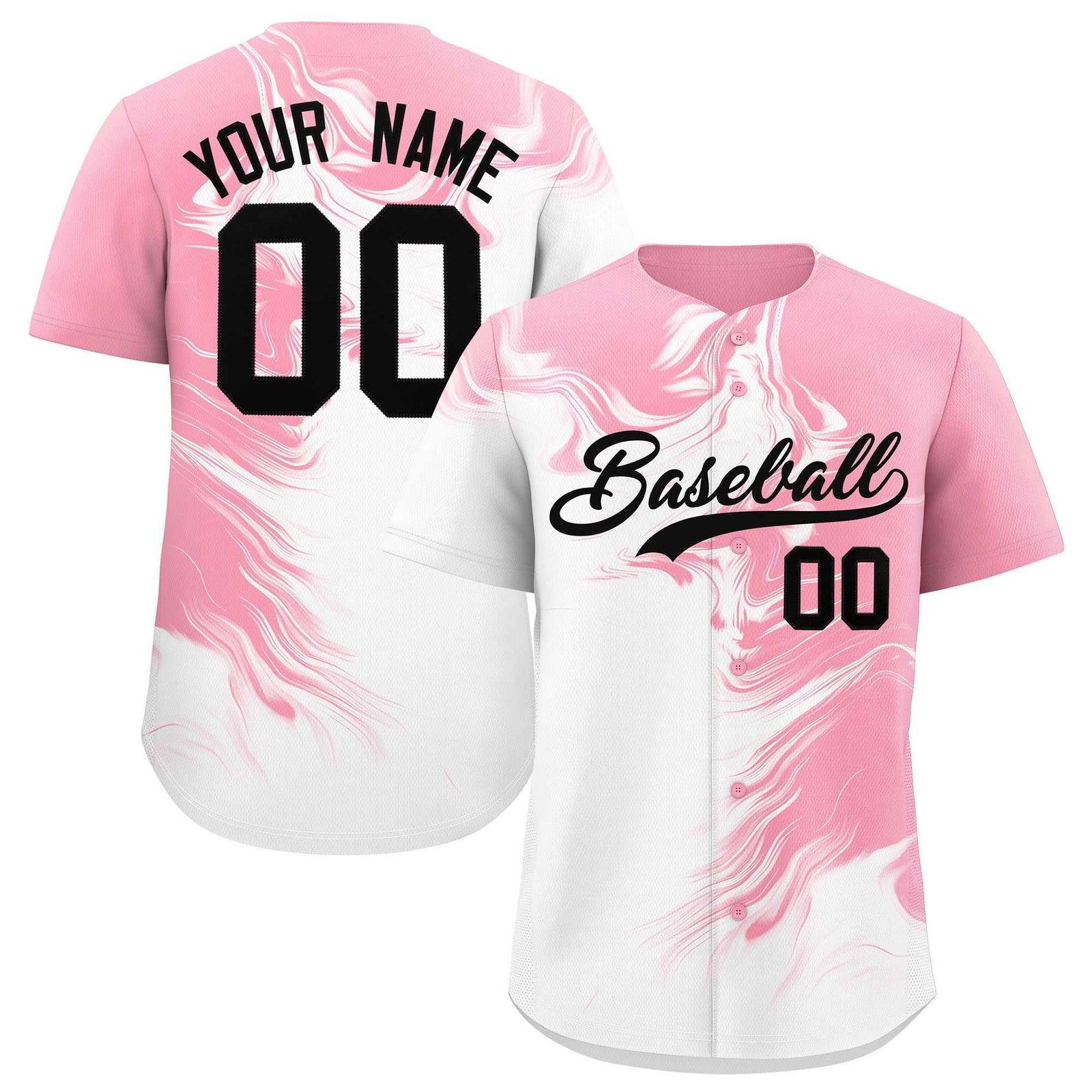 Custom Light Pink White Personalized Ink Pattern Authentic Baseball Jersey