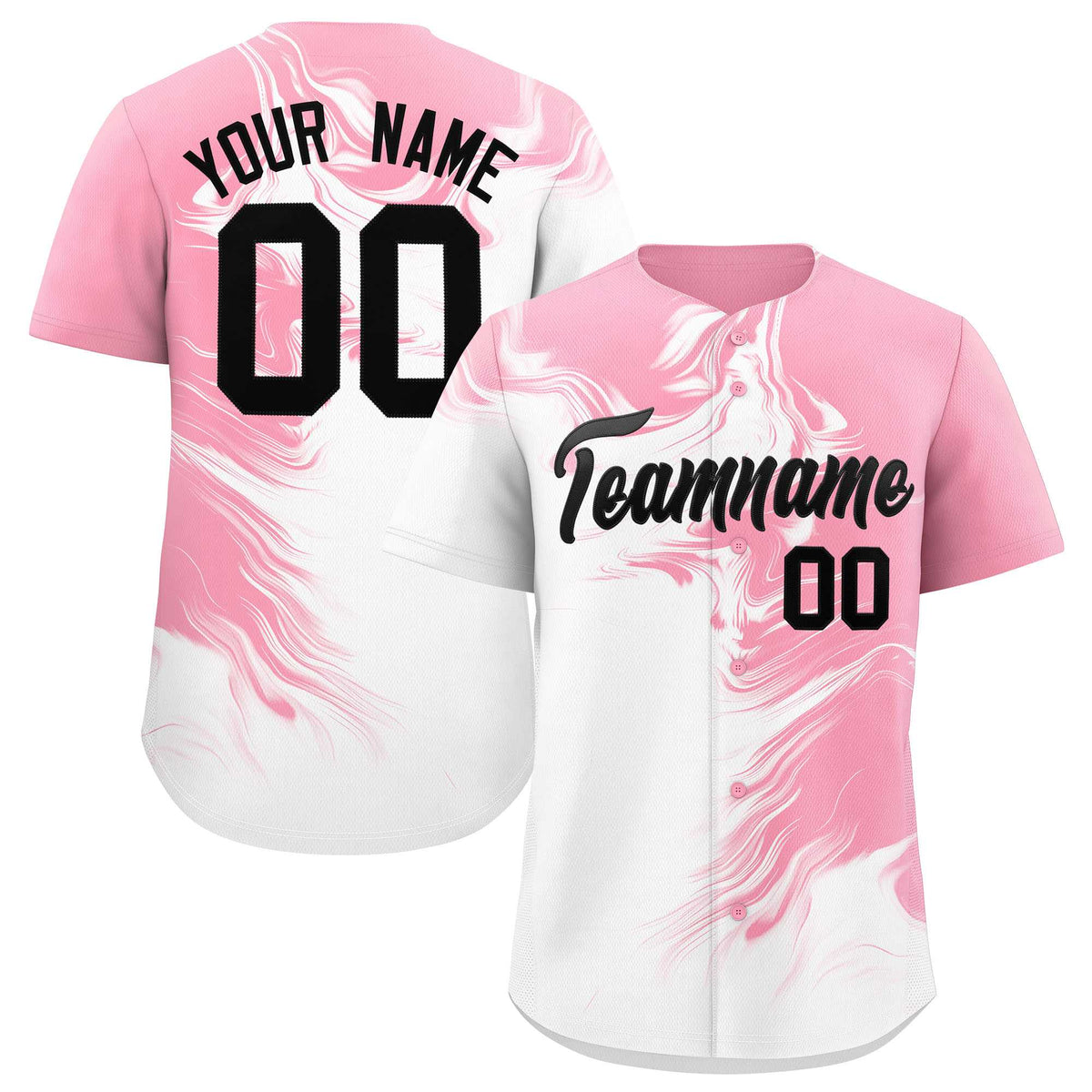 Custom Light Pink White Personalized Ink Pattern Authentic Baseball Jersey