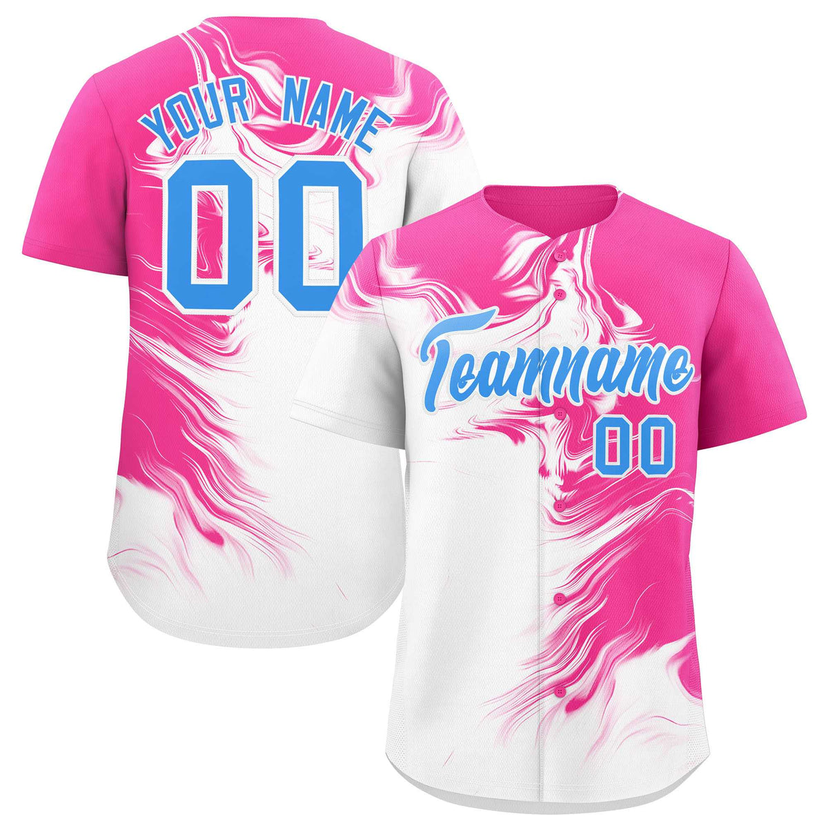 Custom Pink White Personalized Ink Pattern Authentic Baseball Jersey