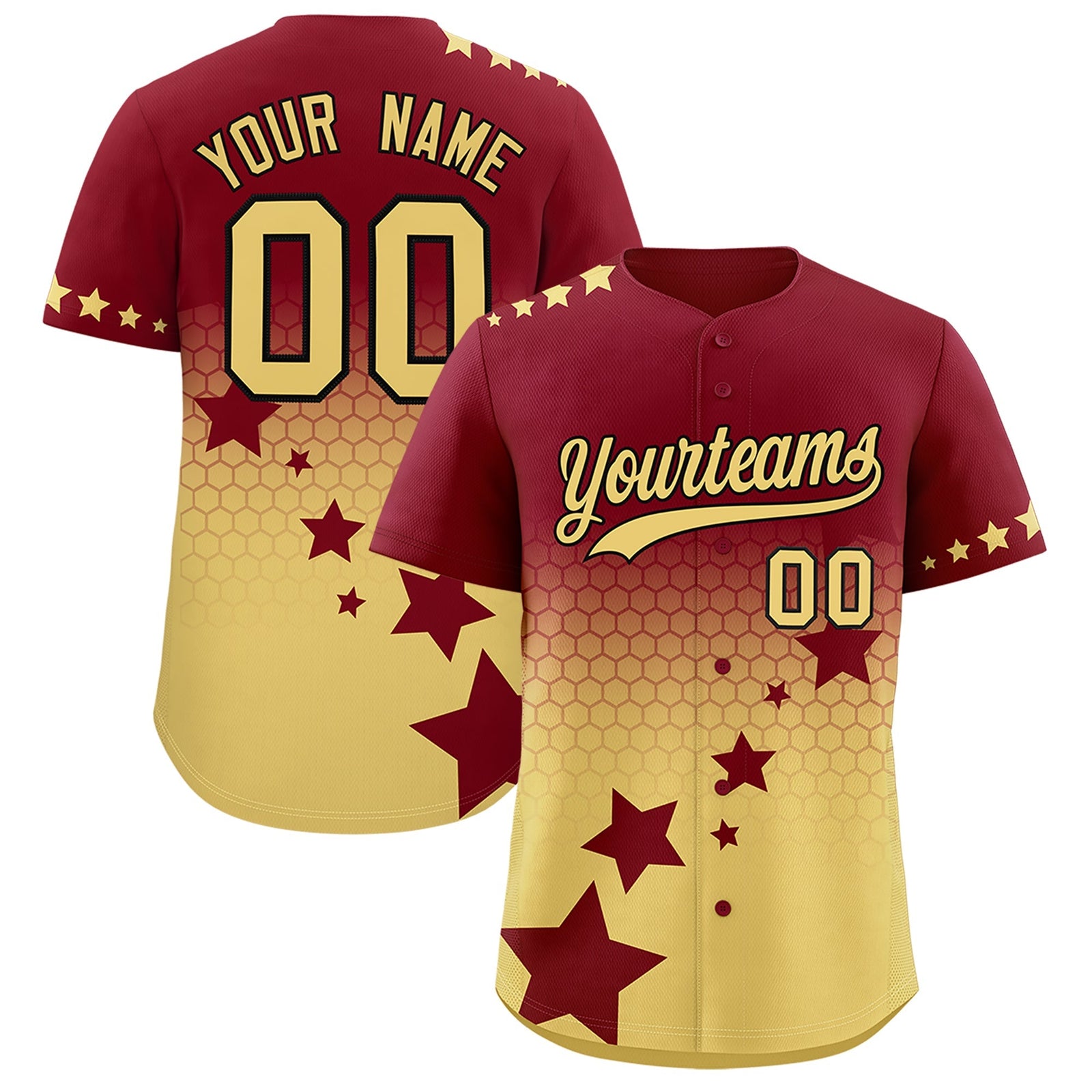 Custom Crimson Khaki Black Rising Stars Series Gradient Fashion Baseball Jersey| KXKSHOP
