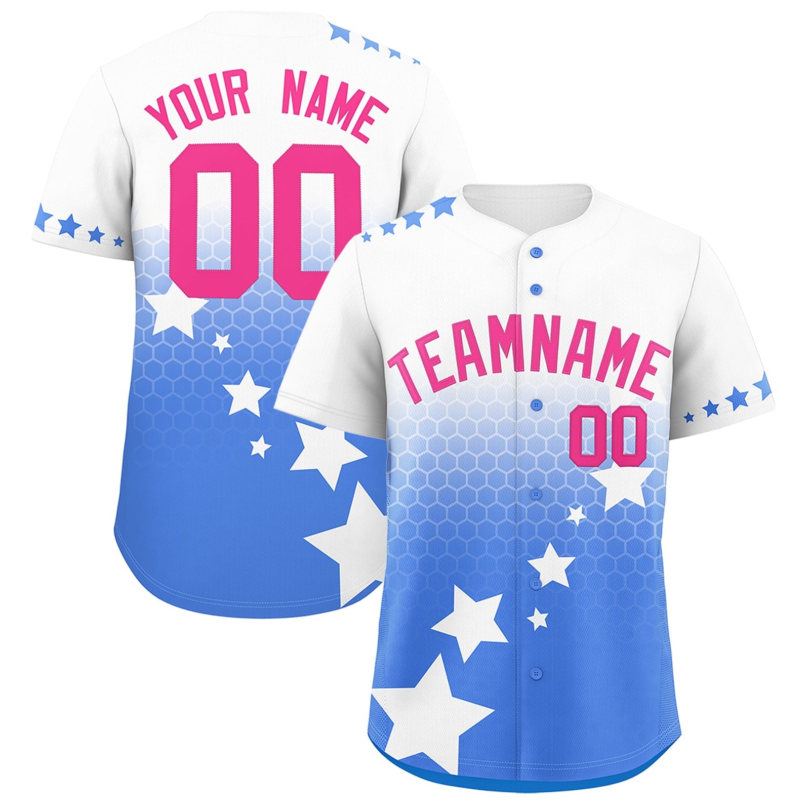 Custom White Powder Blue Pink Rising Stars Series Gradient Fashion Baseball Jersey| KXKSHOP
