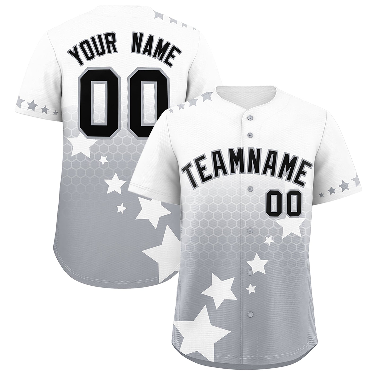 Custom White Gray Black Rising Stars Series Gradient Fashion Baseball Jersey| KXKSHOP