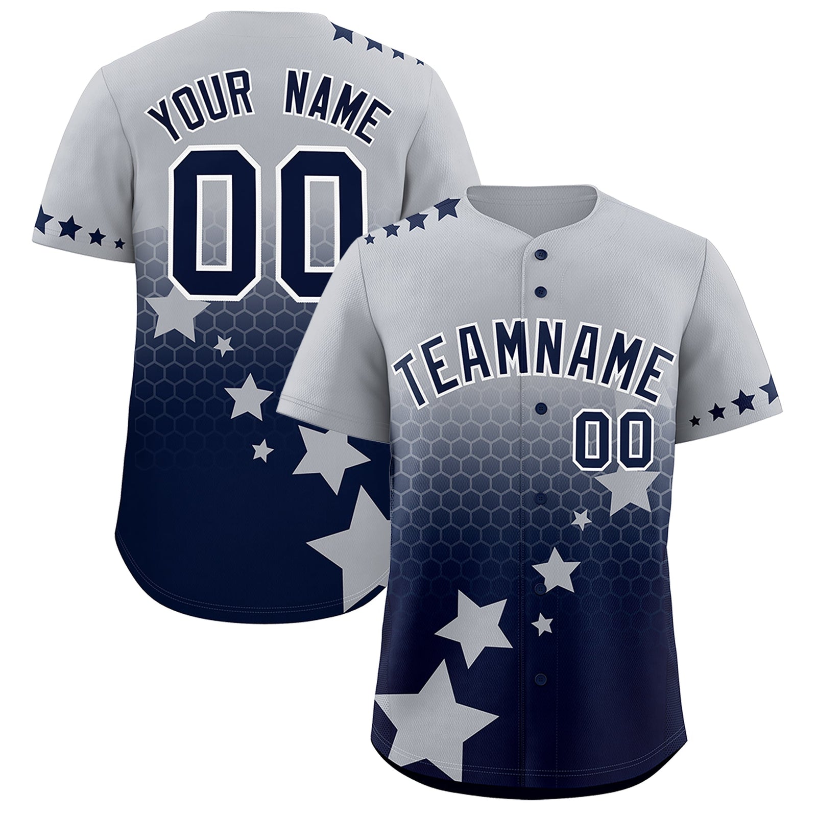 Custom Gray Navy White Rising Stars Series Gradient Fashion Baseball Jersey| KXKSHOP