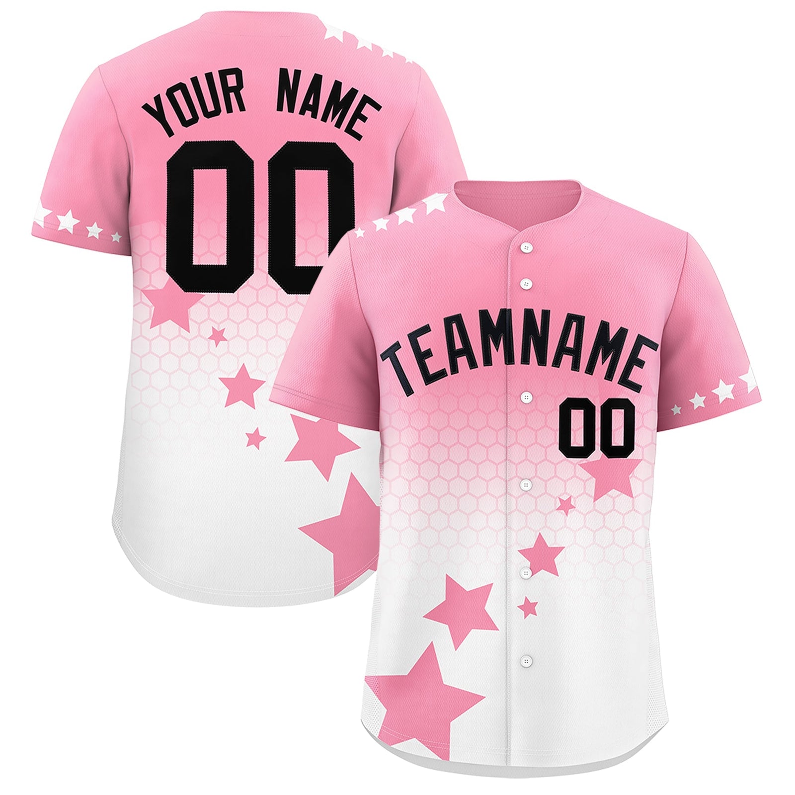 Custom Light Pink White Black Rising Stars Series Gradient Fashion Baseball Jersey| KXKSHOP