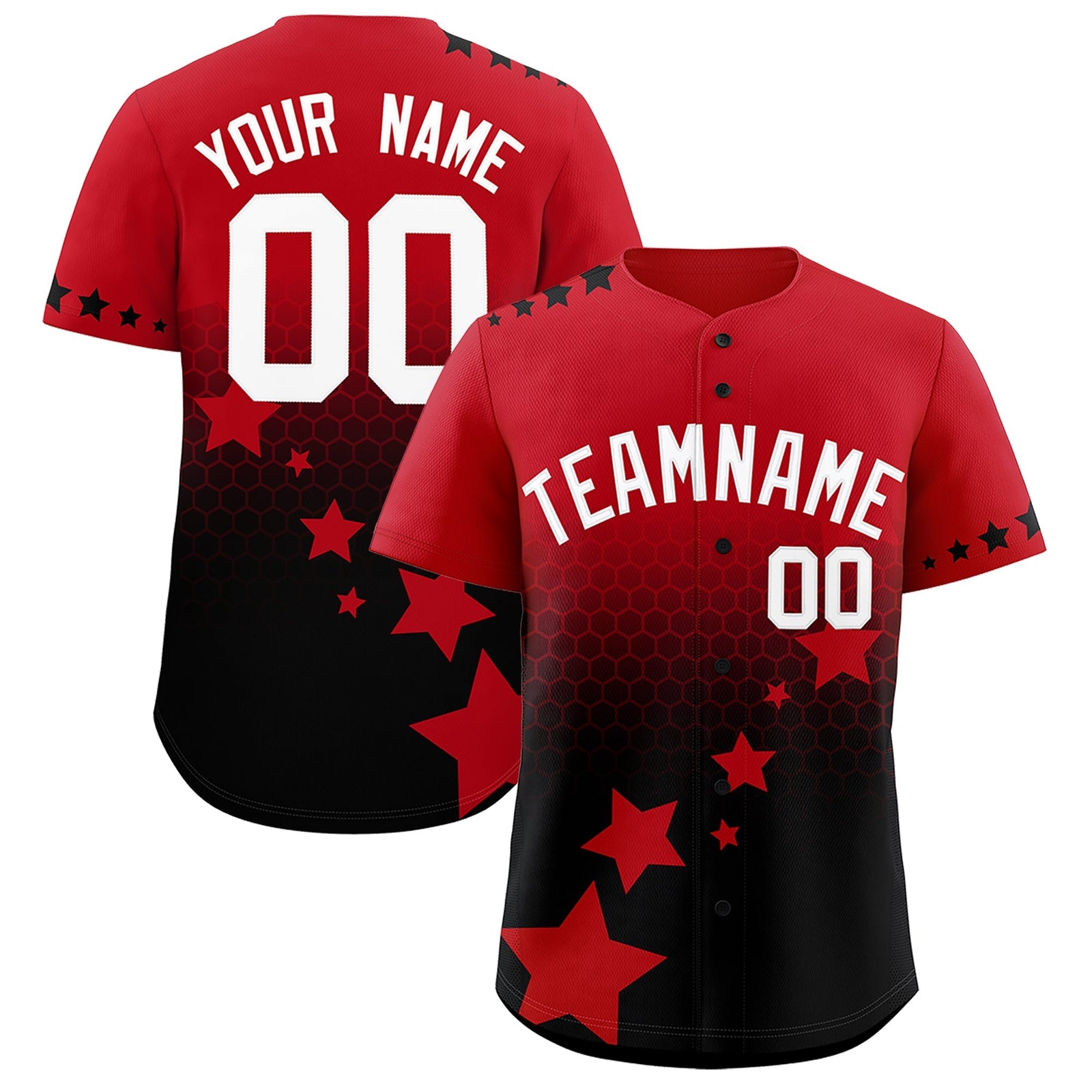 Custom Red Black White Rising Stars Series Gradient Fashion Baseball Jersey| KXKSHOP