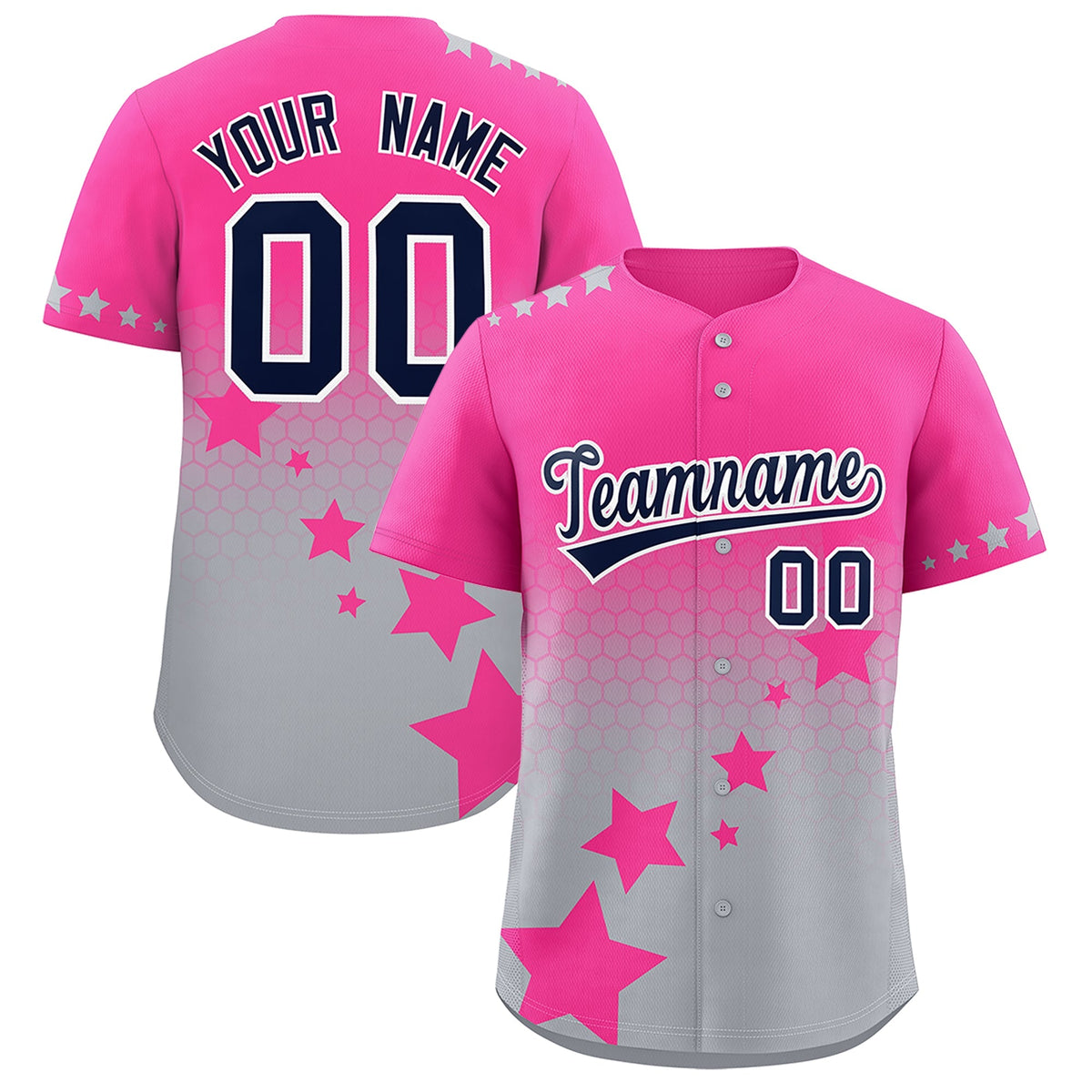 Custom Pink Gray Navy Rising Stars Series Gradient Fashion Baseball Jersey| KXKSHOP