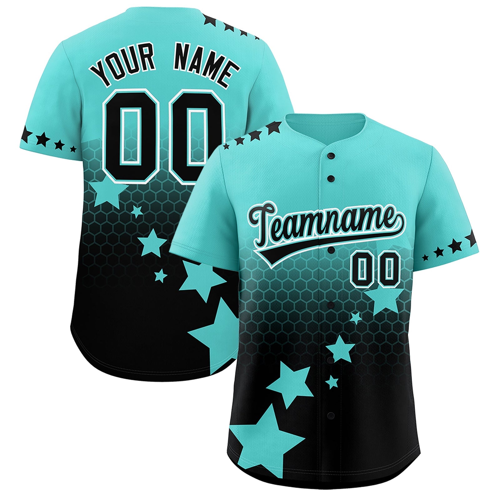 Custom Bright Green Black White Rising Stars Series Gradient Fashion Baseball Jersey| KXKSHOP