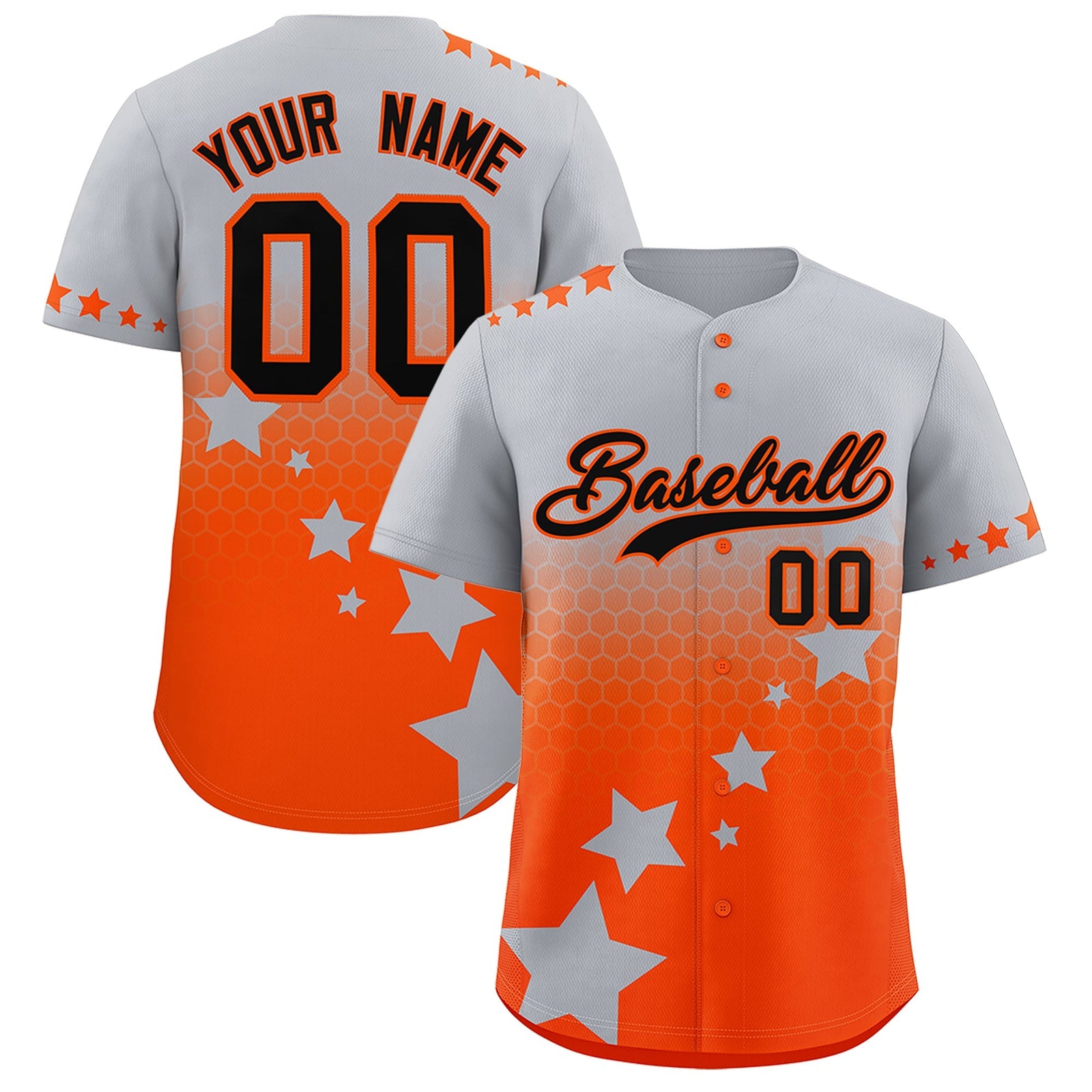 Custom Gray Orange Black Rising Stars Series Gradient Fashion Baseball Jersey| KXKSHOP