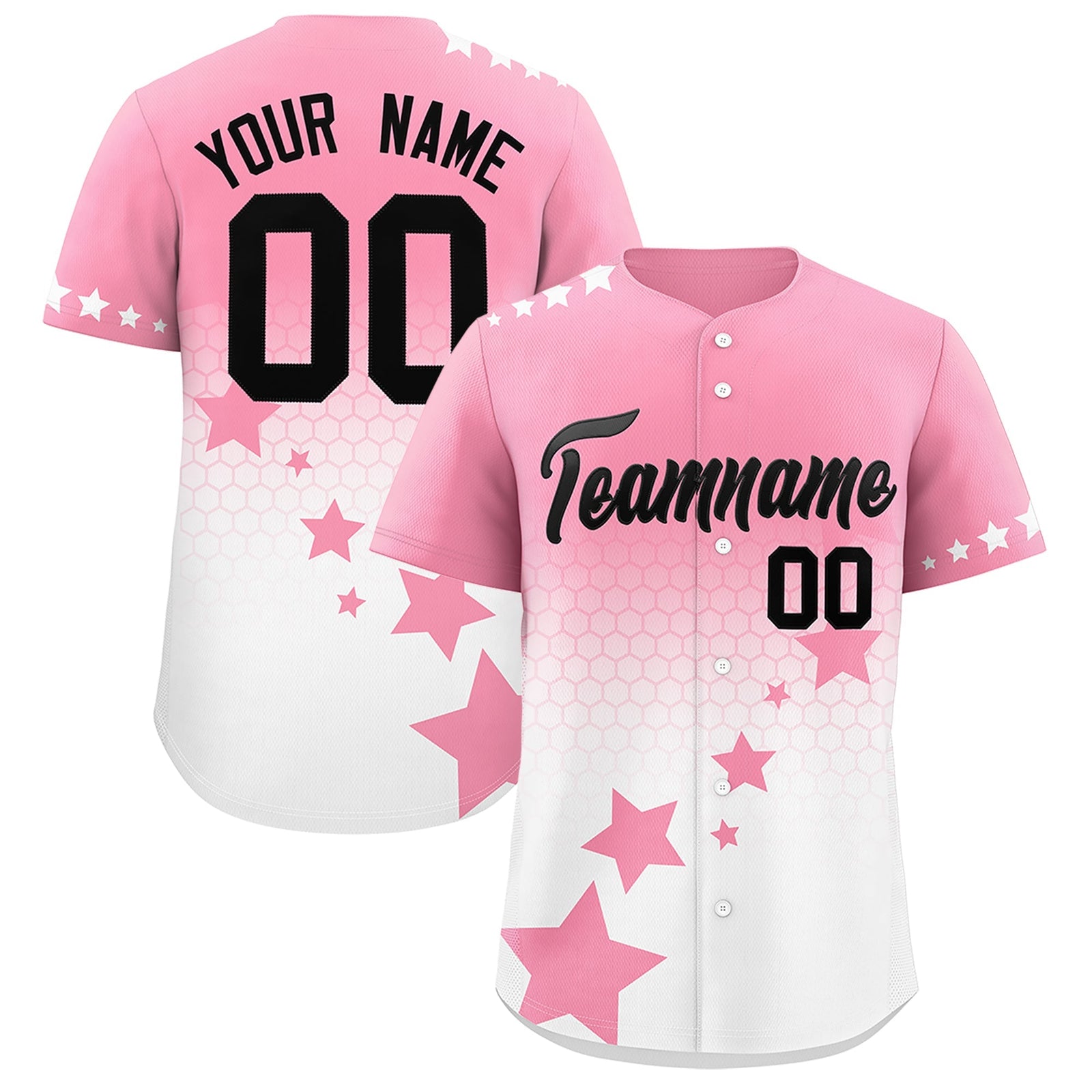 Custom Light Pink White Black Rising Stars Series Gradient Fashion Baseball Jersey| KXKSHOP
