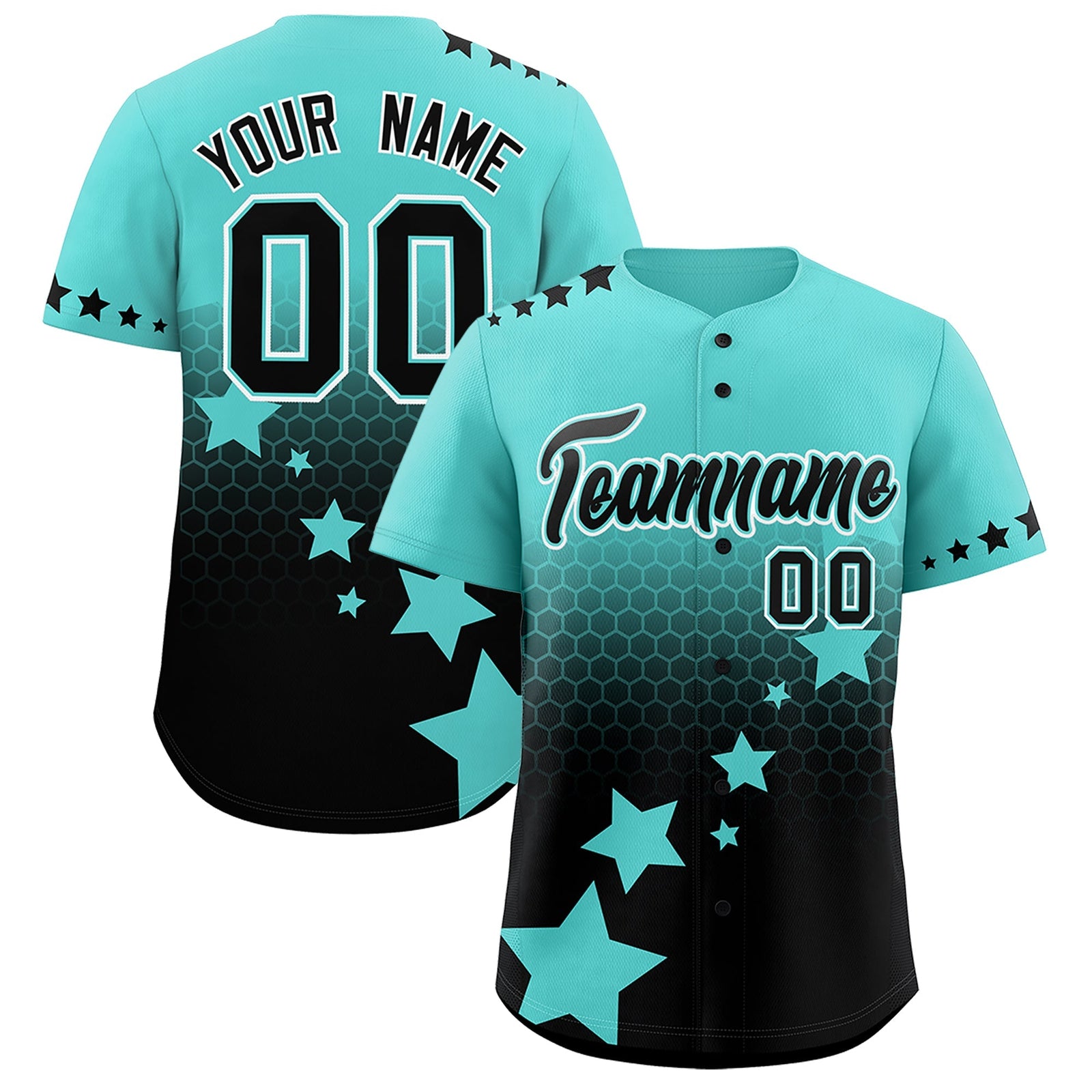 Custom Bright Green Black White Rising Stars Series Gradient Fashion Baseball Jersey| KXKSHOP