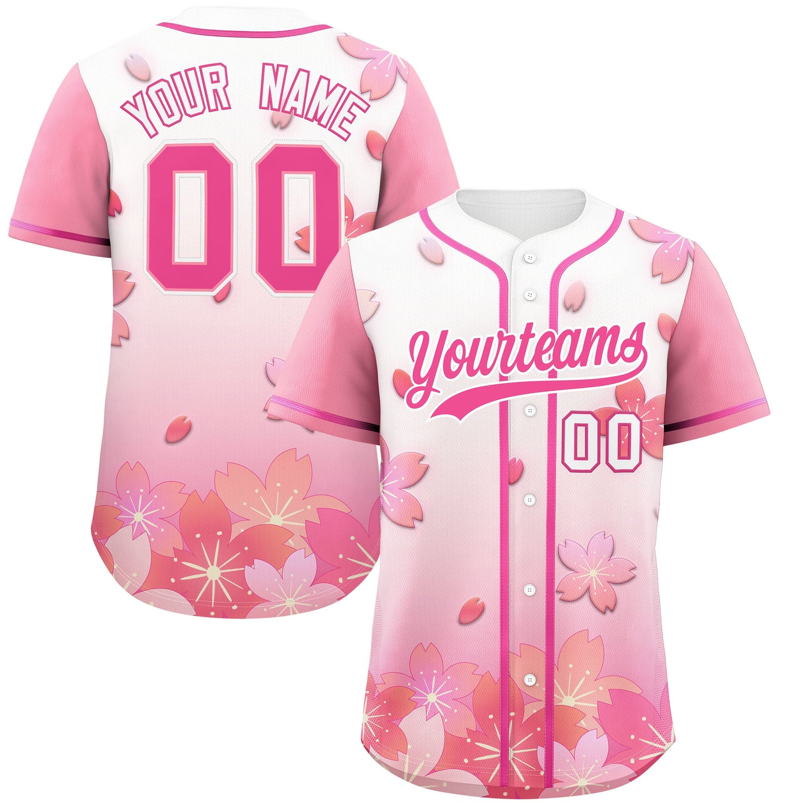 Custom White Pink Gradient Fashion Elastic Baseball Jersey| KXKSHOP