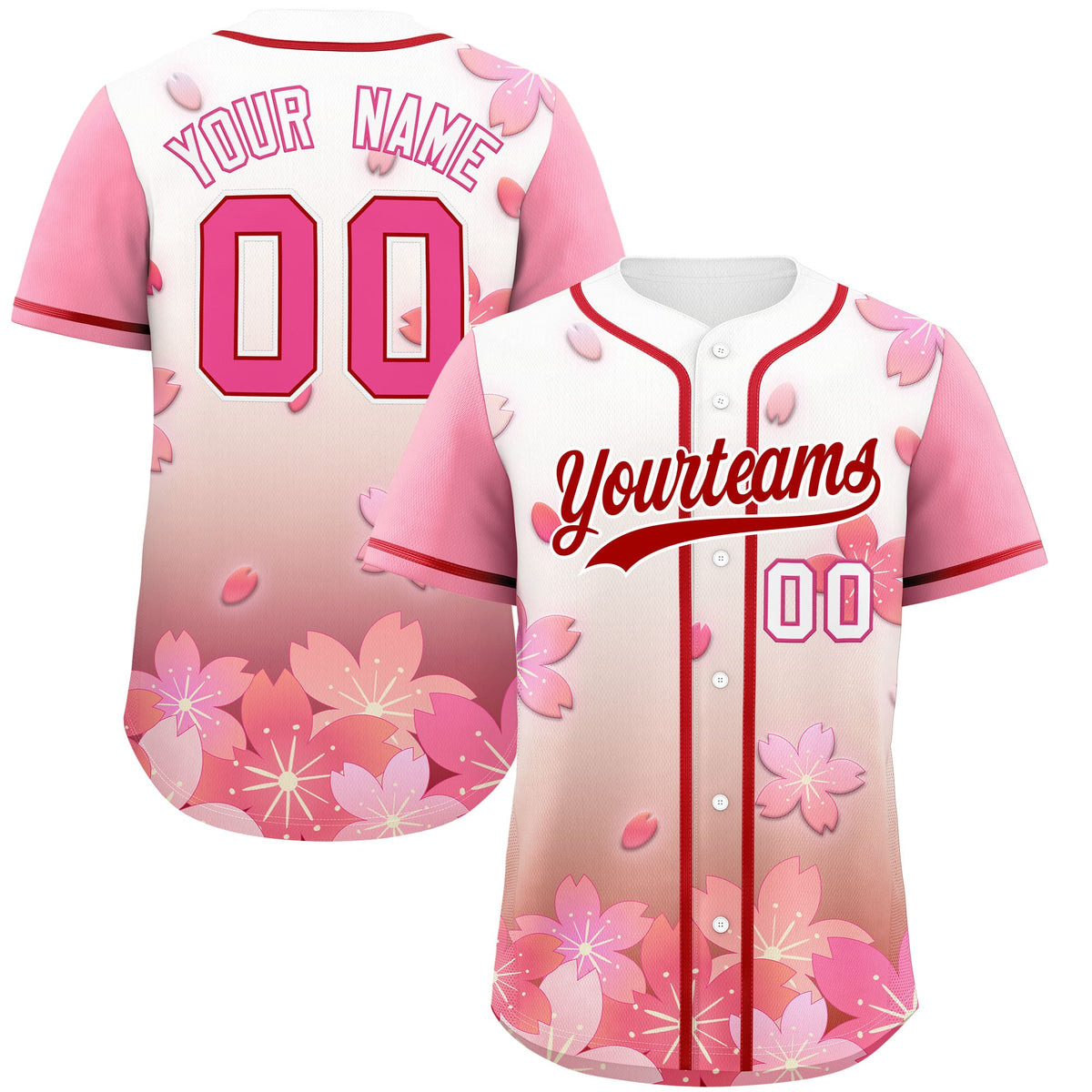 Custom Red Pink Gradient Fashion Elastic Baseball Jersey| KXKSHOP