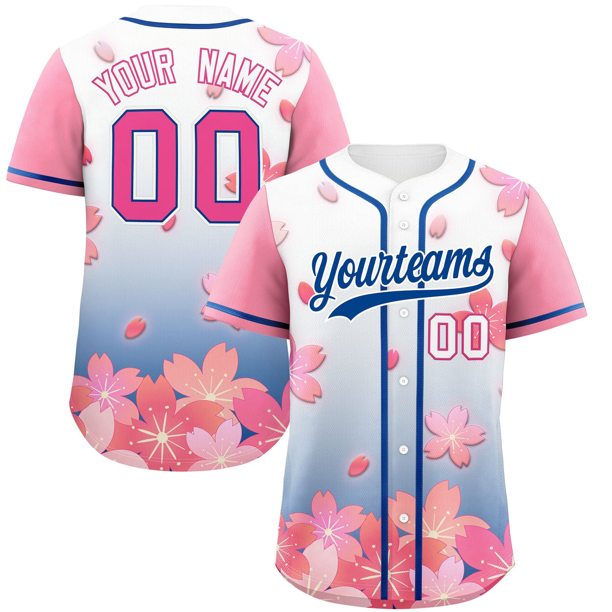 Custom Midnight Blue Pink Gradient Fashion Elastic Baseball Jersey| KXKSHOP