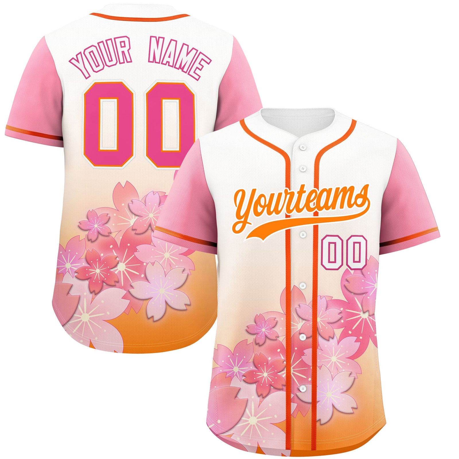 Custom Gold Orange Pink Gradient Fashion Elastic Baseball Jersey| KXKSHOP