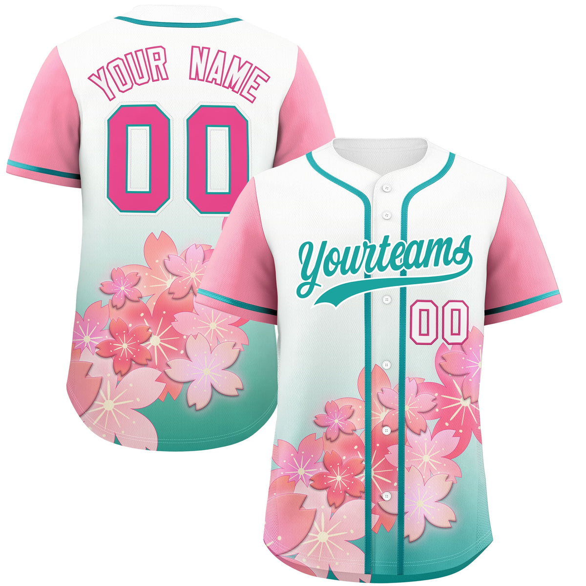 Custom Aqua Pink Gradient Fashion Elastic Baseball Jersey| KXKSHOP