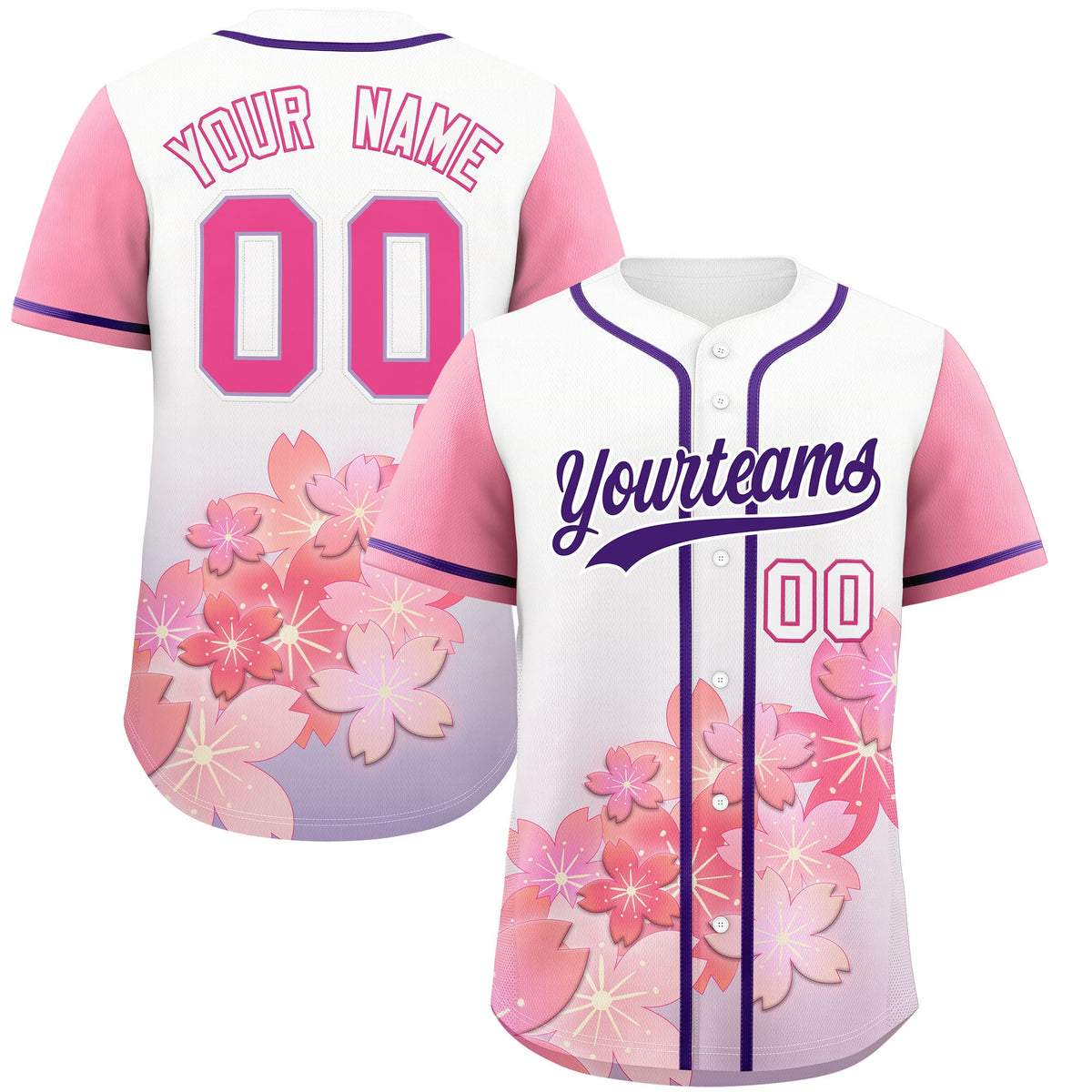 Custom Light Purple Pink Gradient Fashion Elastic Baseball Jersey| KXKSHOP