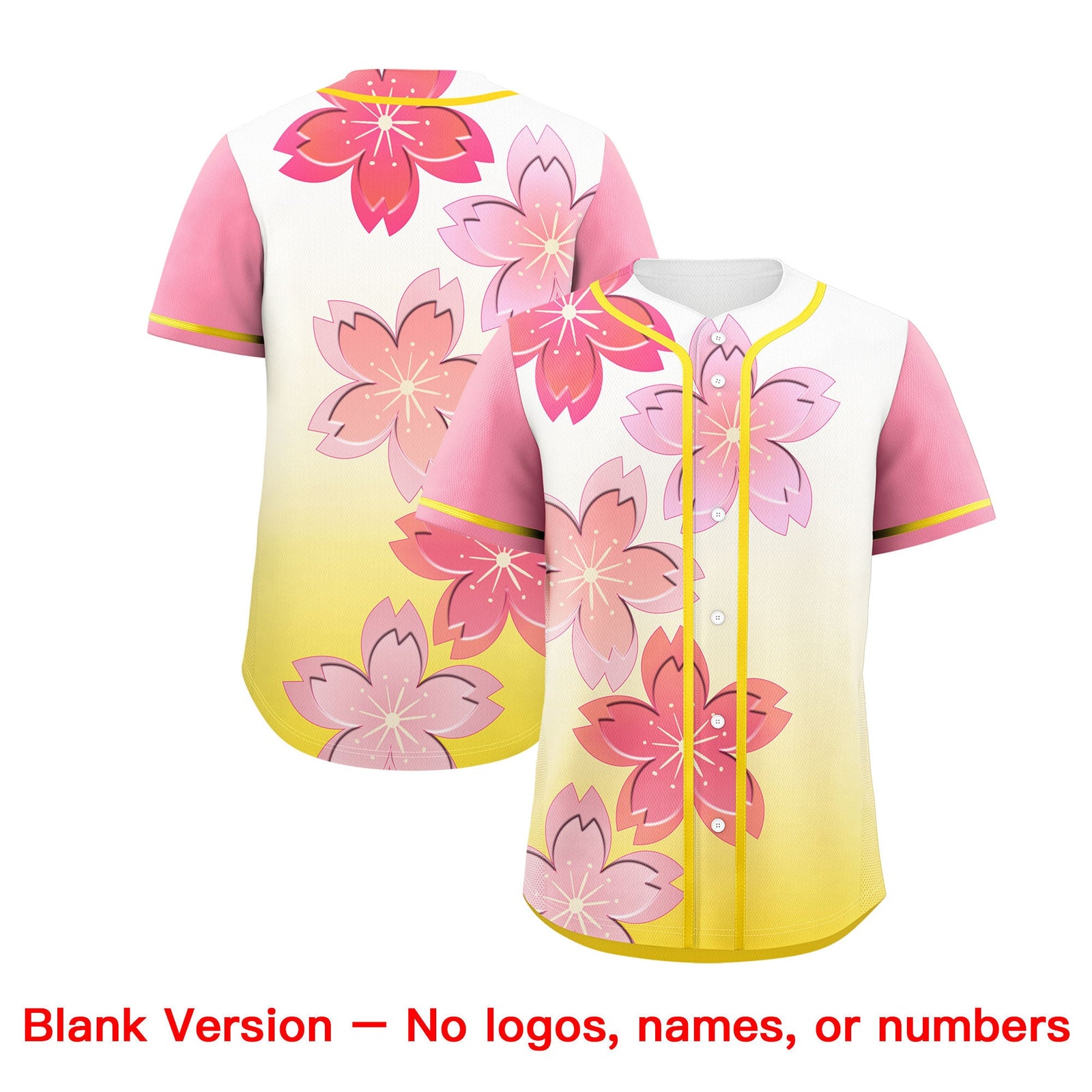 Custom Gold Pink Gradient Fashion Elastic Baseball Jersey| KXKSHOP