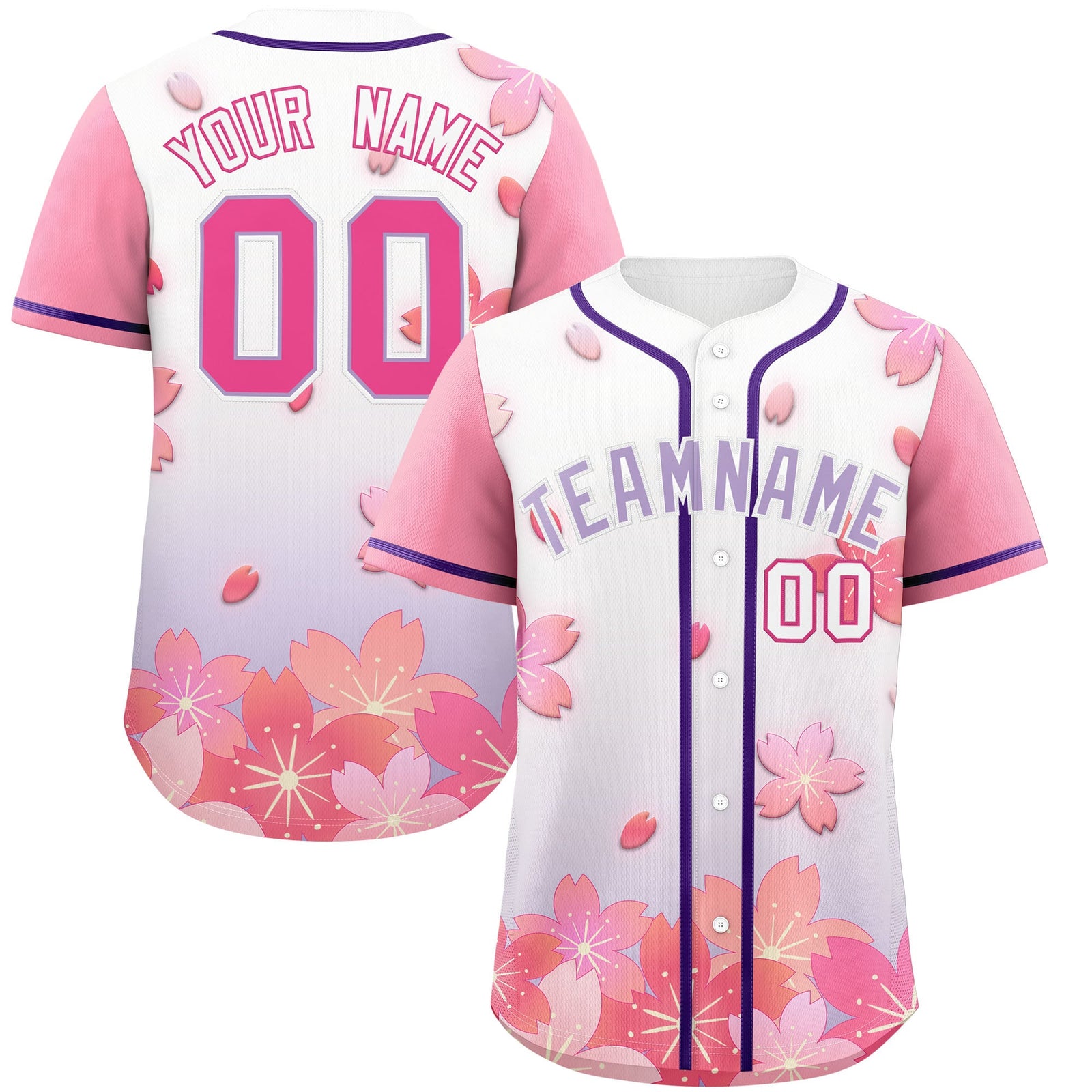 Custom Purple Pink Gradient Fashion Elastic Baseball Jersey| KXKSHOP