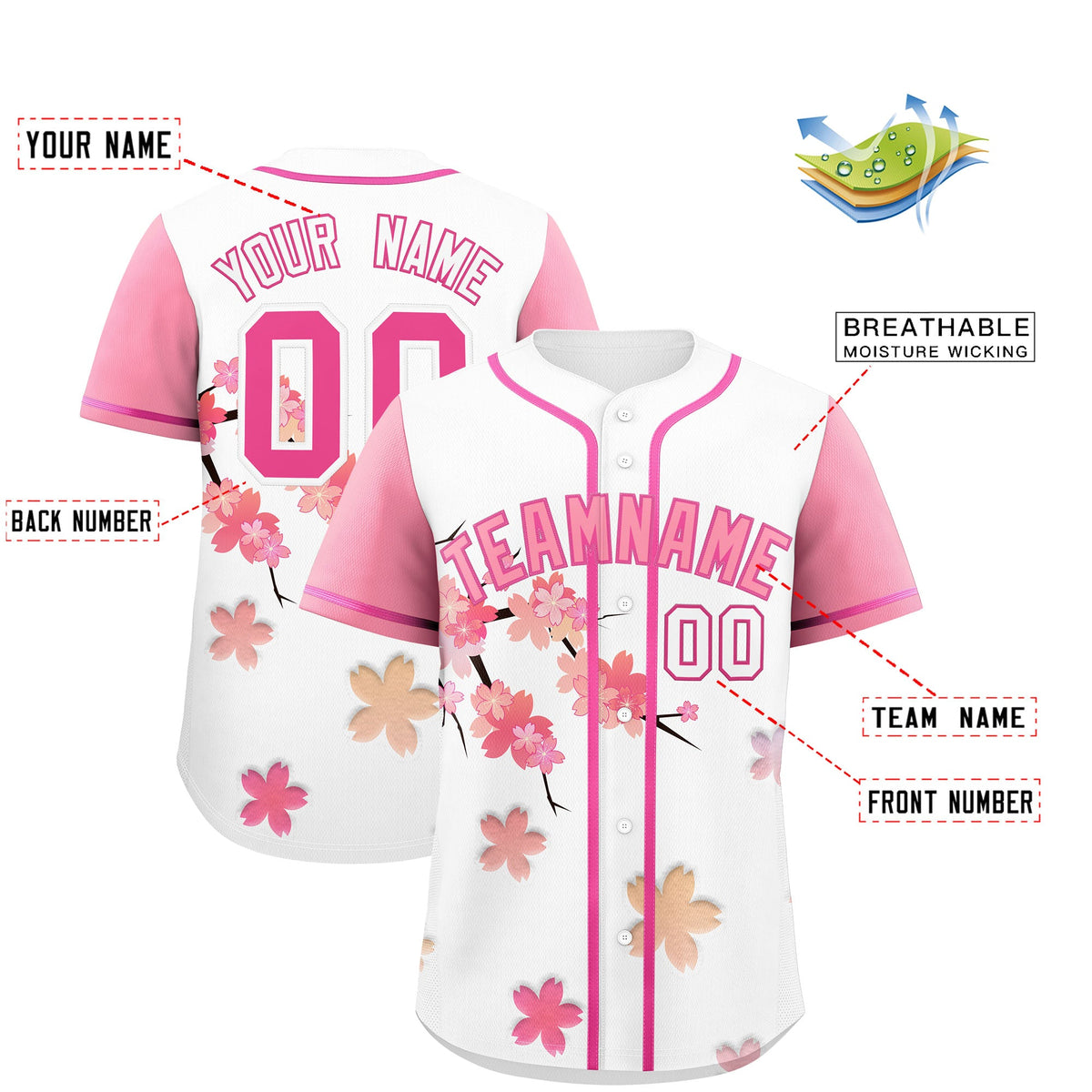 Custom White pink Gradient Fashion Elastic Baseball Jersey| KXKSHOP