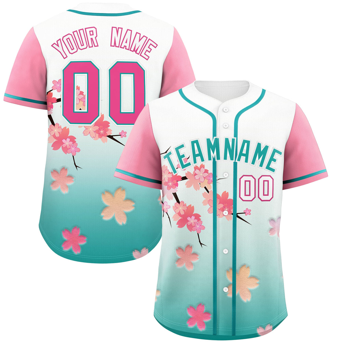 Custom Aqua Pink Gradient Fashion Elastic Baseball Jersey| KXKSHOP