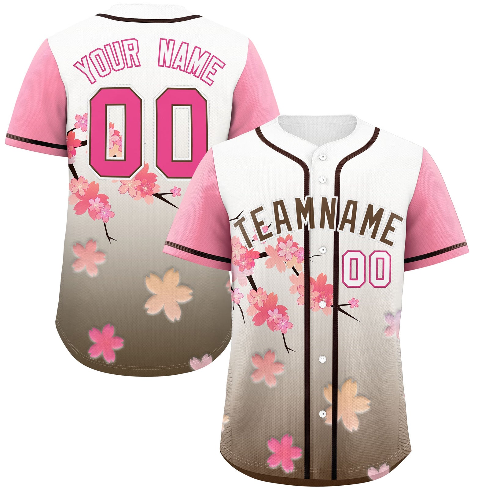 Custom Pink Seal Brown Gradient Fashion Elastic Baseball Jersey| KXKSHOP