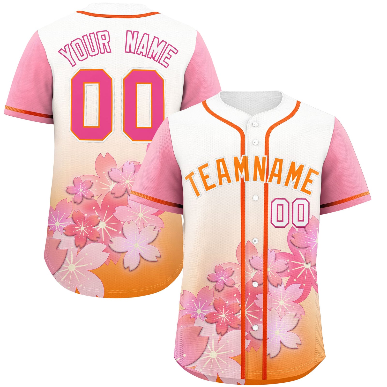 Custom Gold Orange Pink Gradient Fashion Elastic Baseball Jersey| KXKSHOP